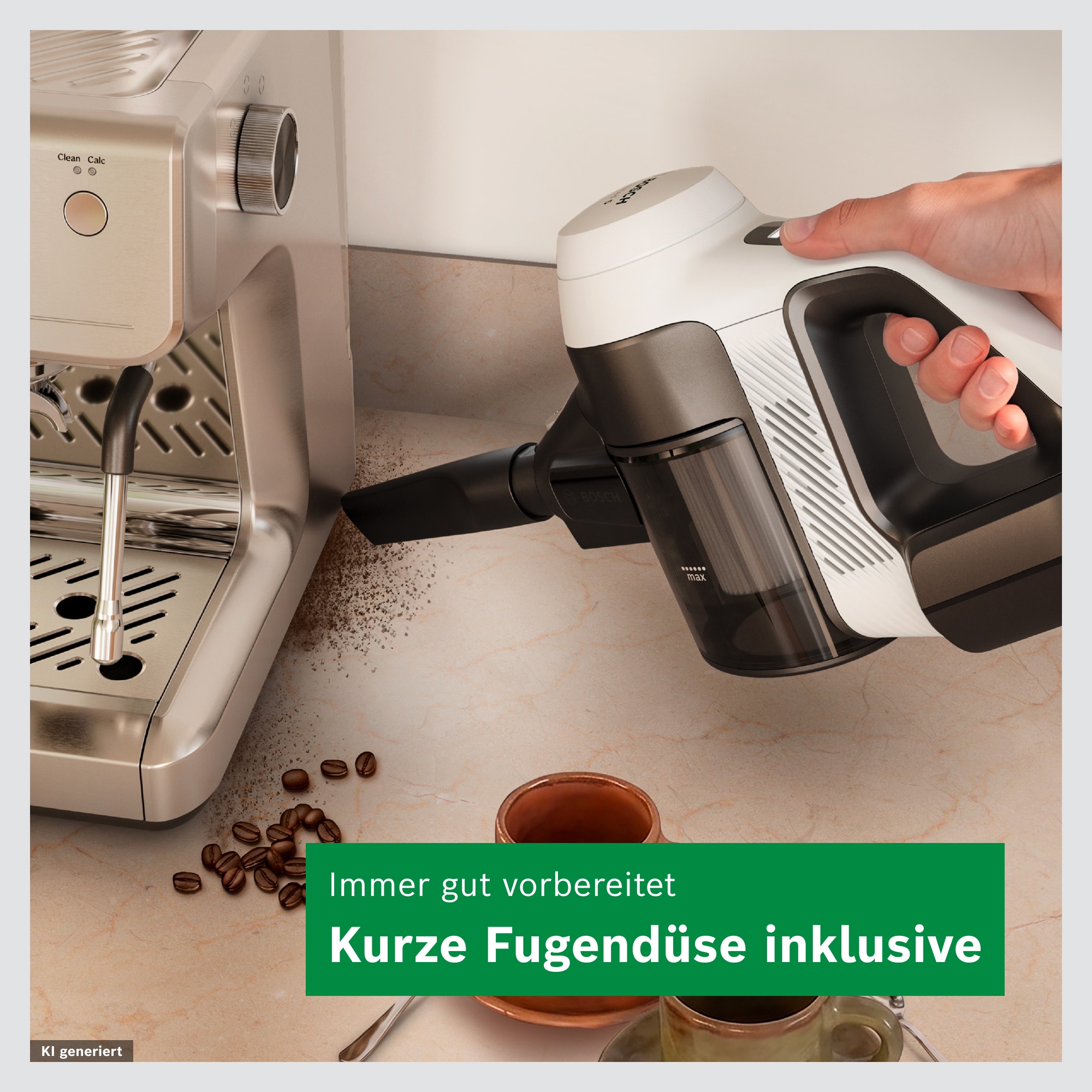 BOSCH Akku-Stielstaubsauger »Unlimited 5 BBU52WBA, LED-Düse, Made in Germany« starke Saugleistung, bis zu 50 Min. Laufzeit, Fugendüse, leicht, weiß
