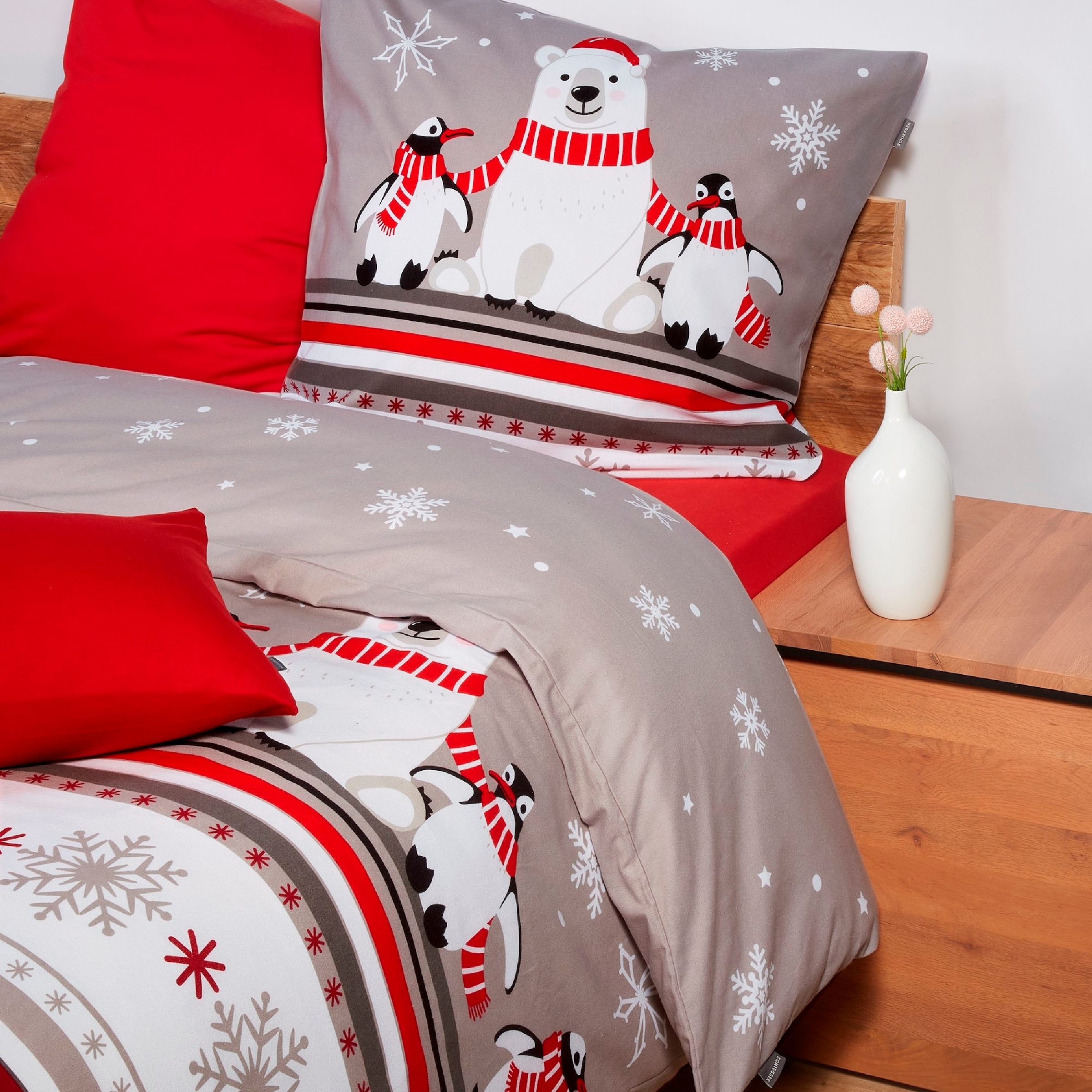 Schiesser Bettwäsche »Dida aus weicher Baumwolle mit coolem Winterprint« 2 Stk. tlg. MADE IN GREEN by OEKO-TEX®-zertifiziert