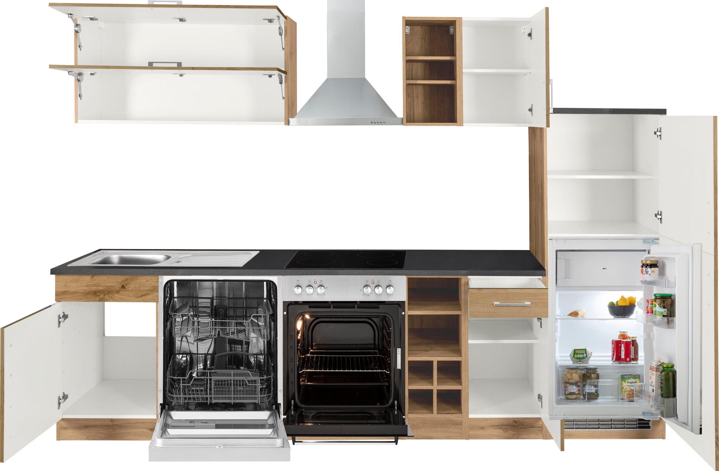 KOCHSTATION Küchenzeile »KS-Colmar« ohne E-Geräte, Breite 300 cm