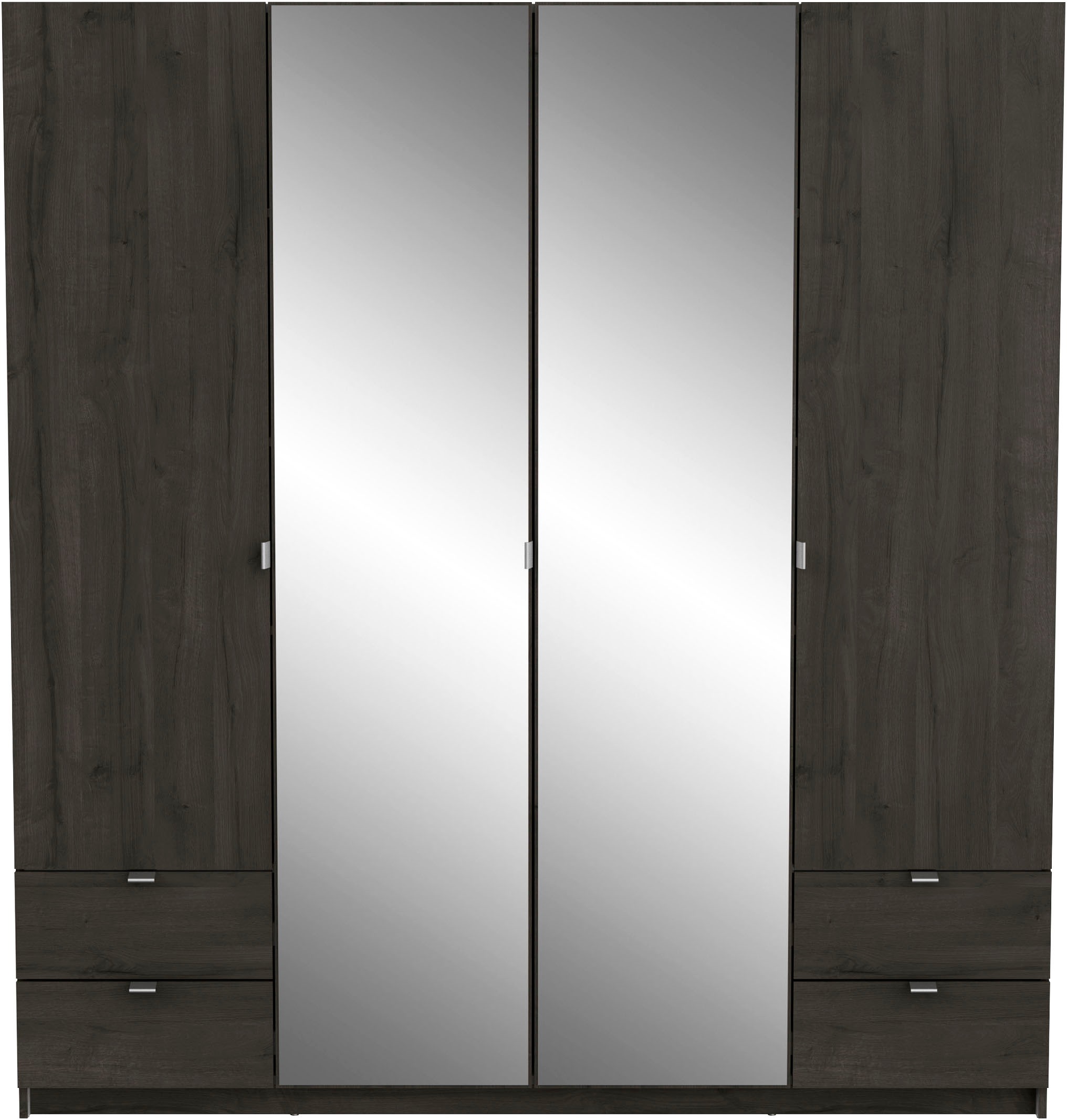 Demeyere GROUP Kleiderschrank »Mellie, 2 Spiegel, 4 Schubladen, 36 Regale, 2 Kleiderstangen«, (H/B/ T ca. 191/180/52cm), maximaler Stauraum, Made in France