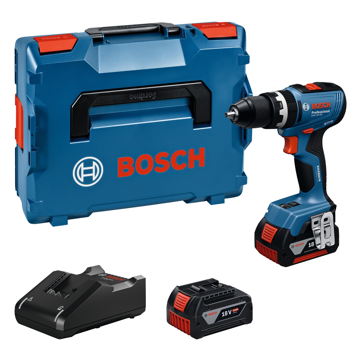 Bosch Professional Akku-Schlagbohrschrauber » »GSB 18V-65«« Inkl. 2x Akku GBA 18V 5,0Ah, in L-BOXX 136N