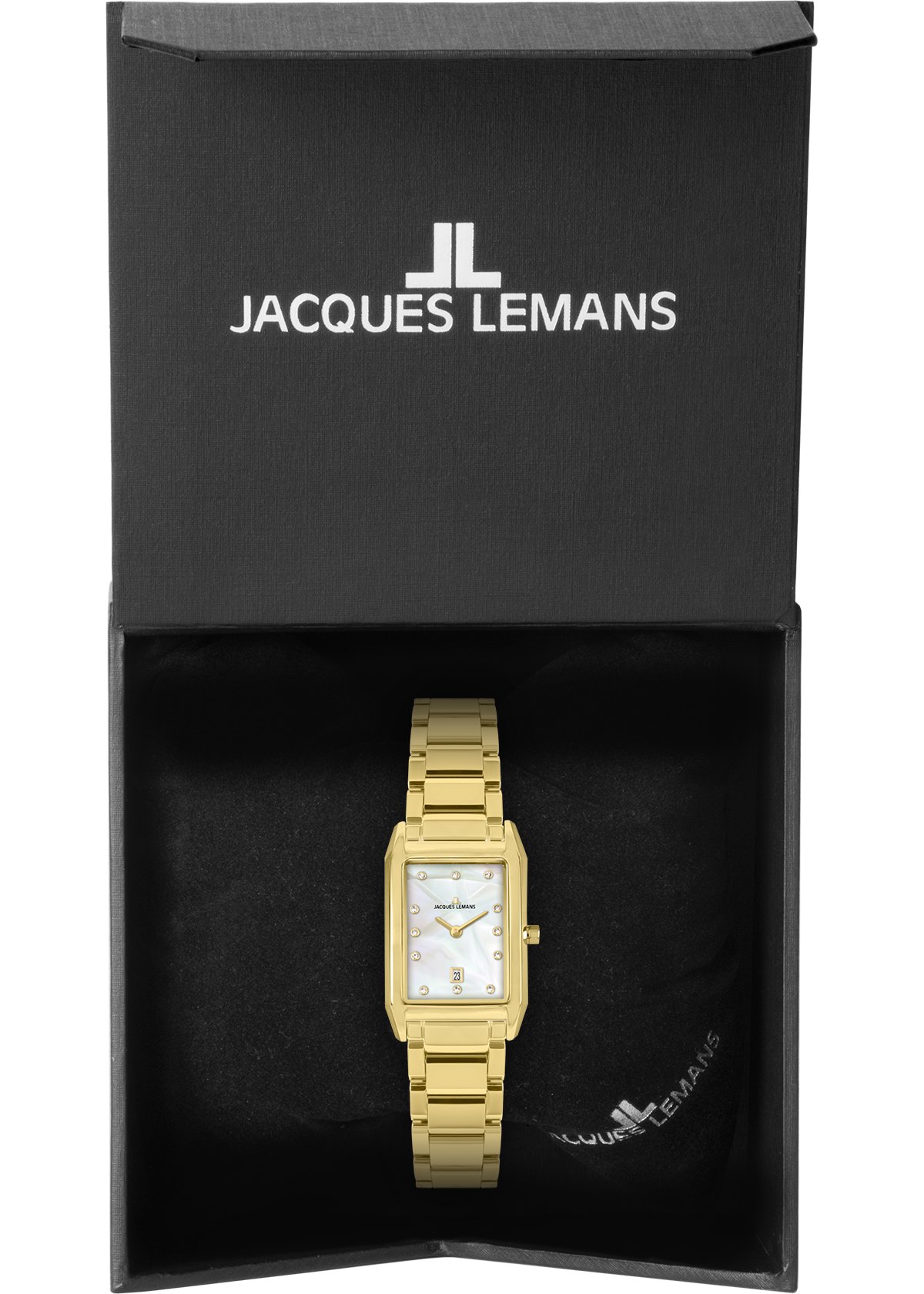 Jacques Lemans Quarzuhr »Torino« Armbanduhr, Damenuhr, Edelstahlarmband, analog, Tag, Glaskristalle