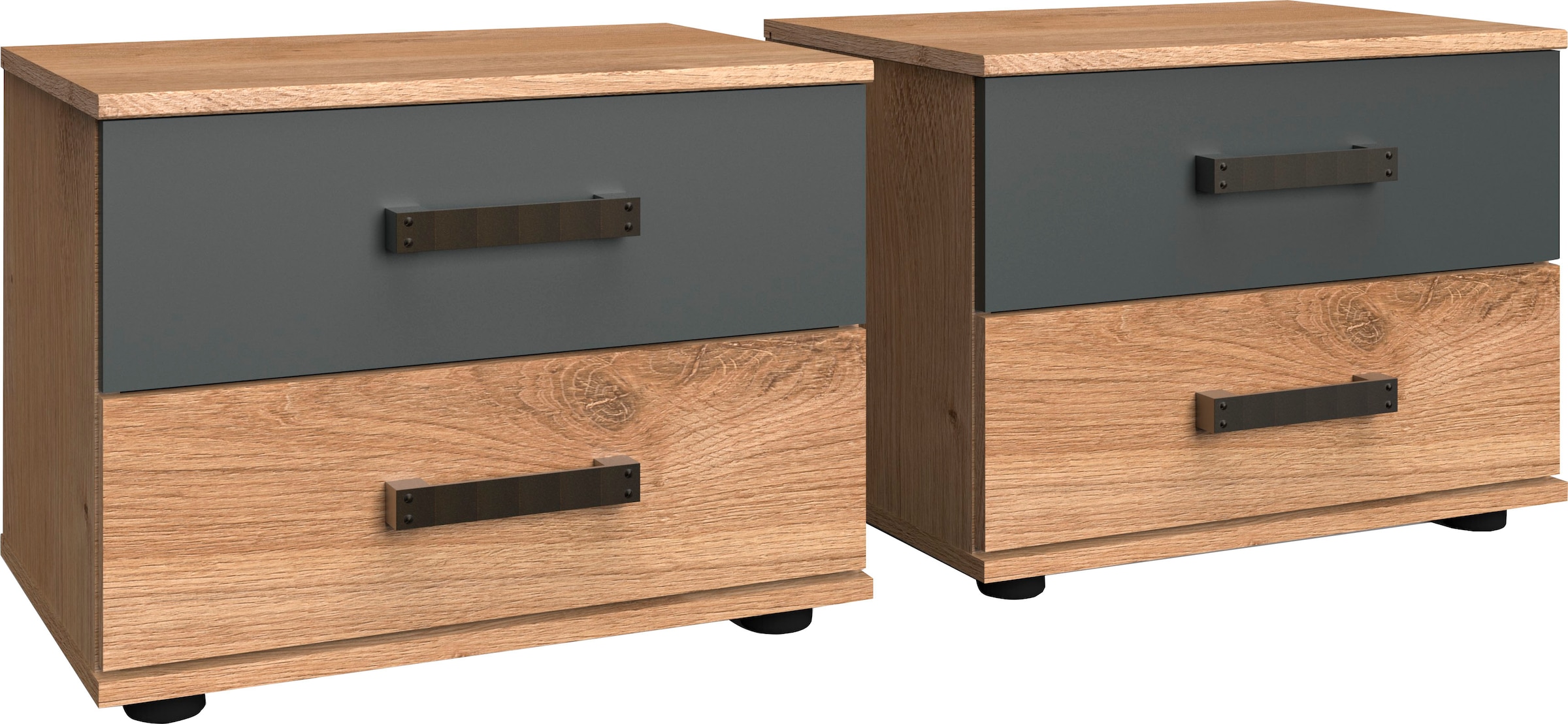 Wimex Schlafzimmer-Set »Stockholm, rustikaler Look im Industrial Design«, (Set), 6-teilig, Kleiderschrank mit Spiegel, Bett inklusive Schubladen