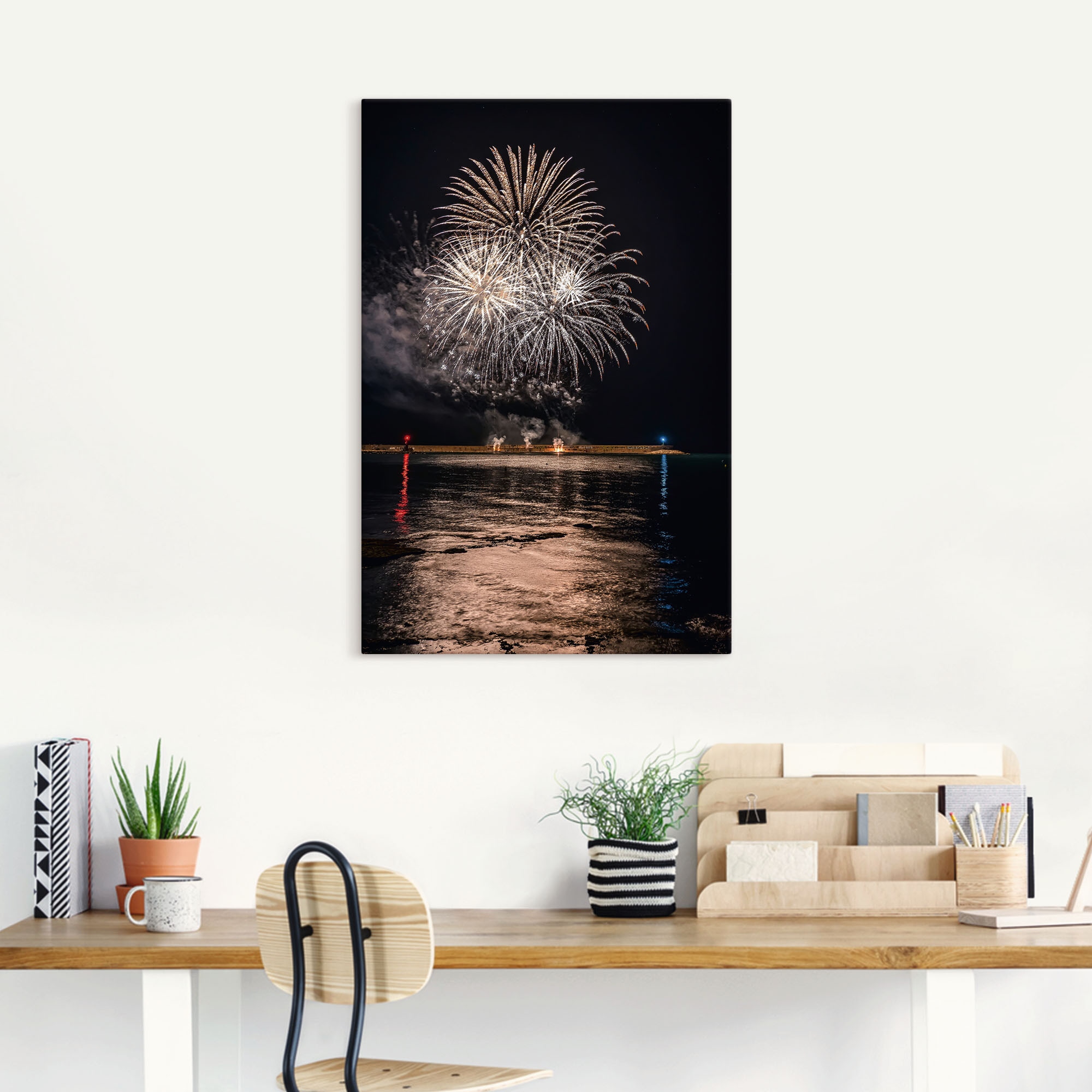 Artland Wandbild »Feuerwerk am Meer«, Himmelsbilder, (1 St.), als Alubild, Leinwandbild, Wandaufkleber oder Poster in versch. Größen