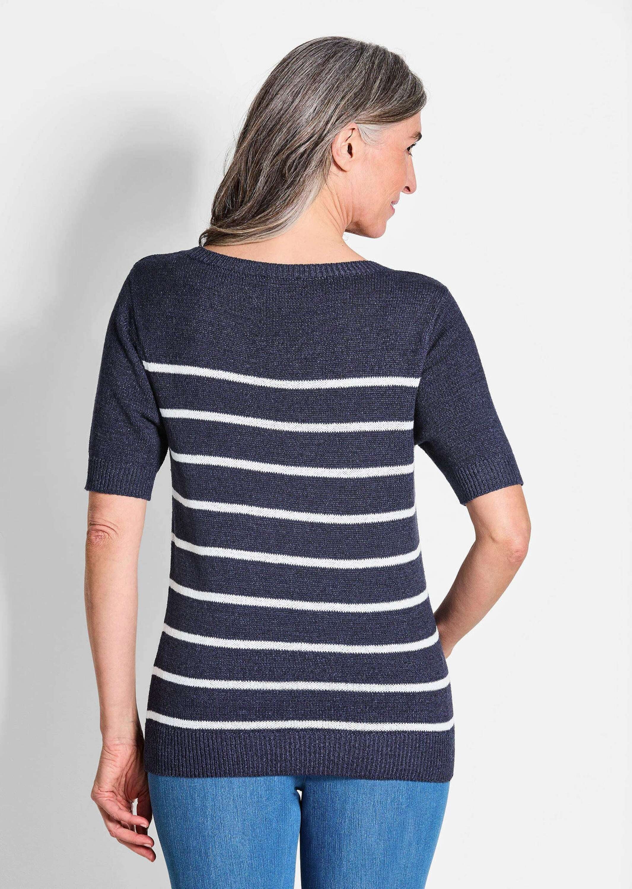 GOLDNER Rundhalspullover »Kurzgröße Maritimer Pullover mit U-Boot-Ausschnitt«