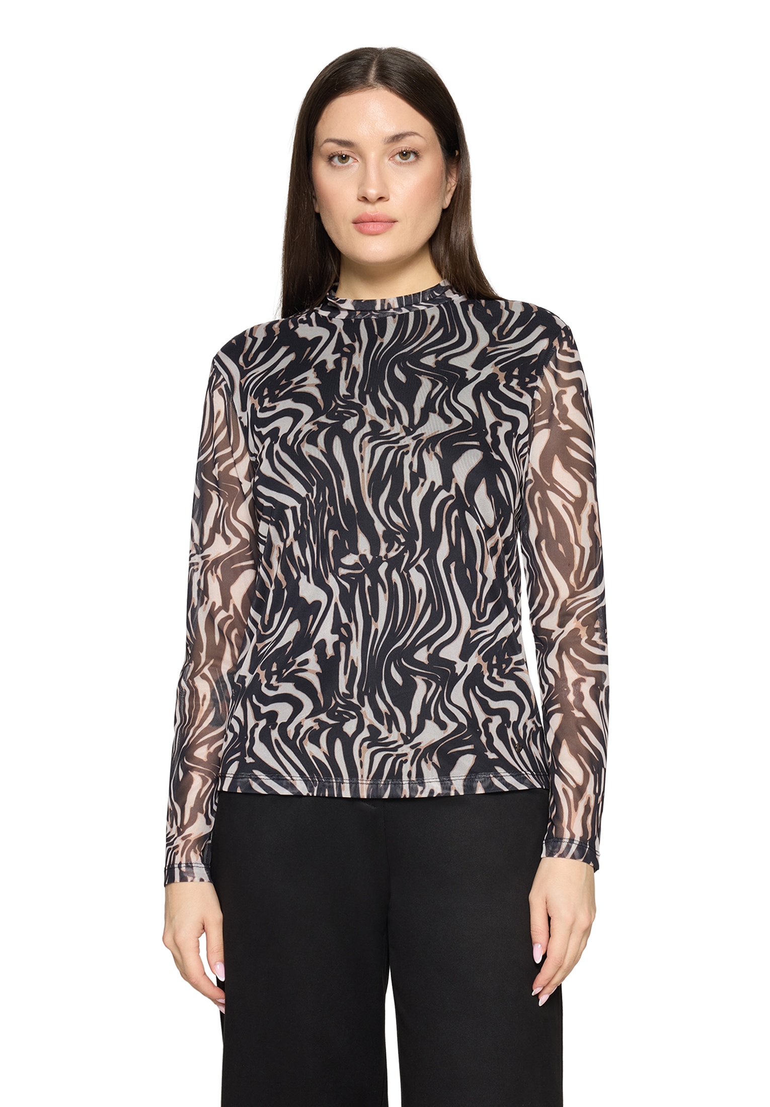 Betty&Co Rundhalsshirt »Mesh-Shirt mit Stehkragen«