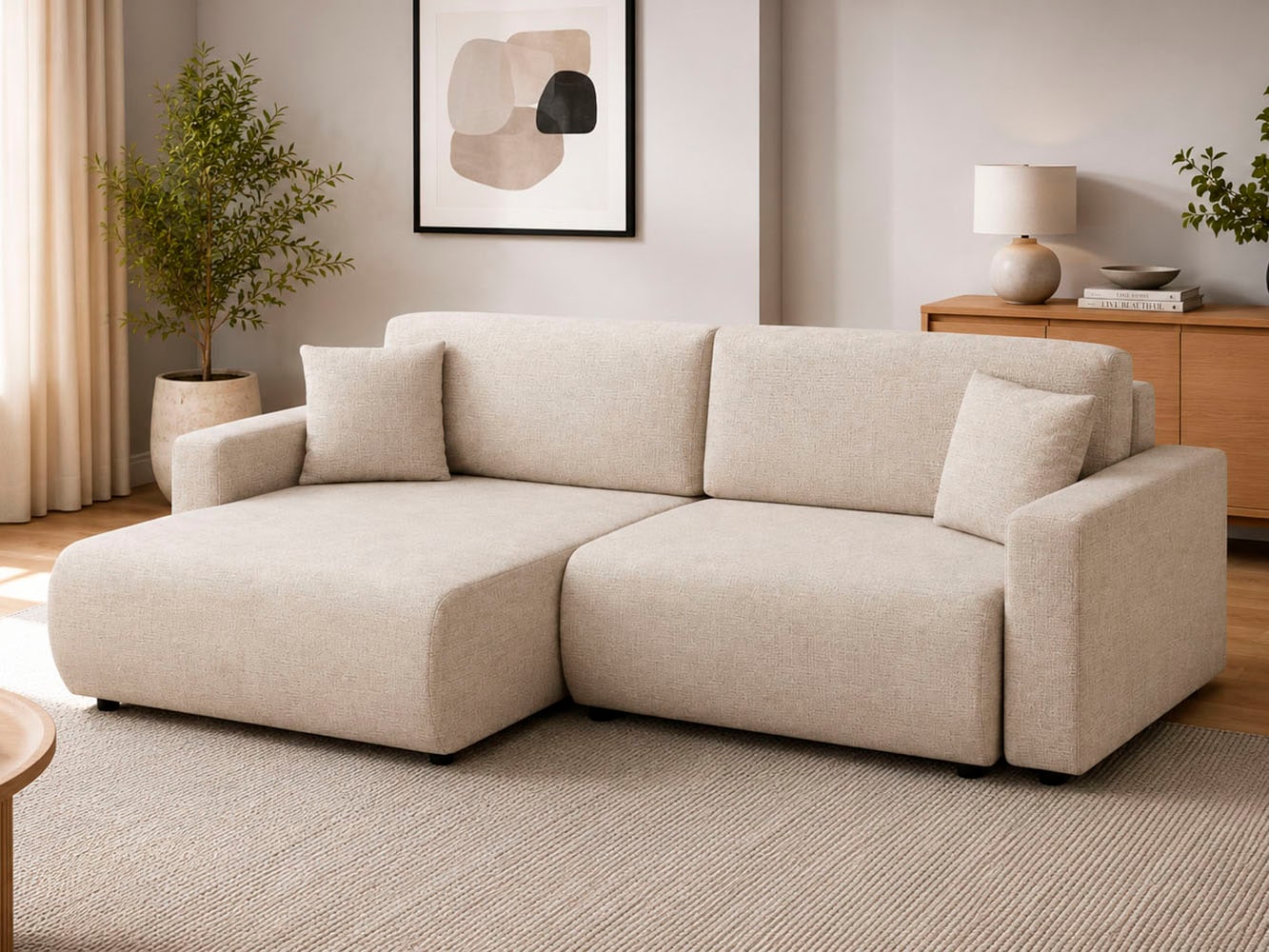 OTTO home Ecksofa »TILLIE L-Form, 229 cm - OTTO. Verlässliche Qualität.« Schlaffunktion (132/194), Bettkasten, Struktur-Bezug