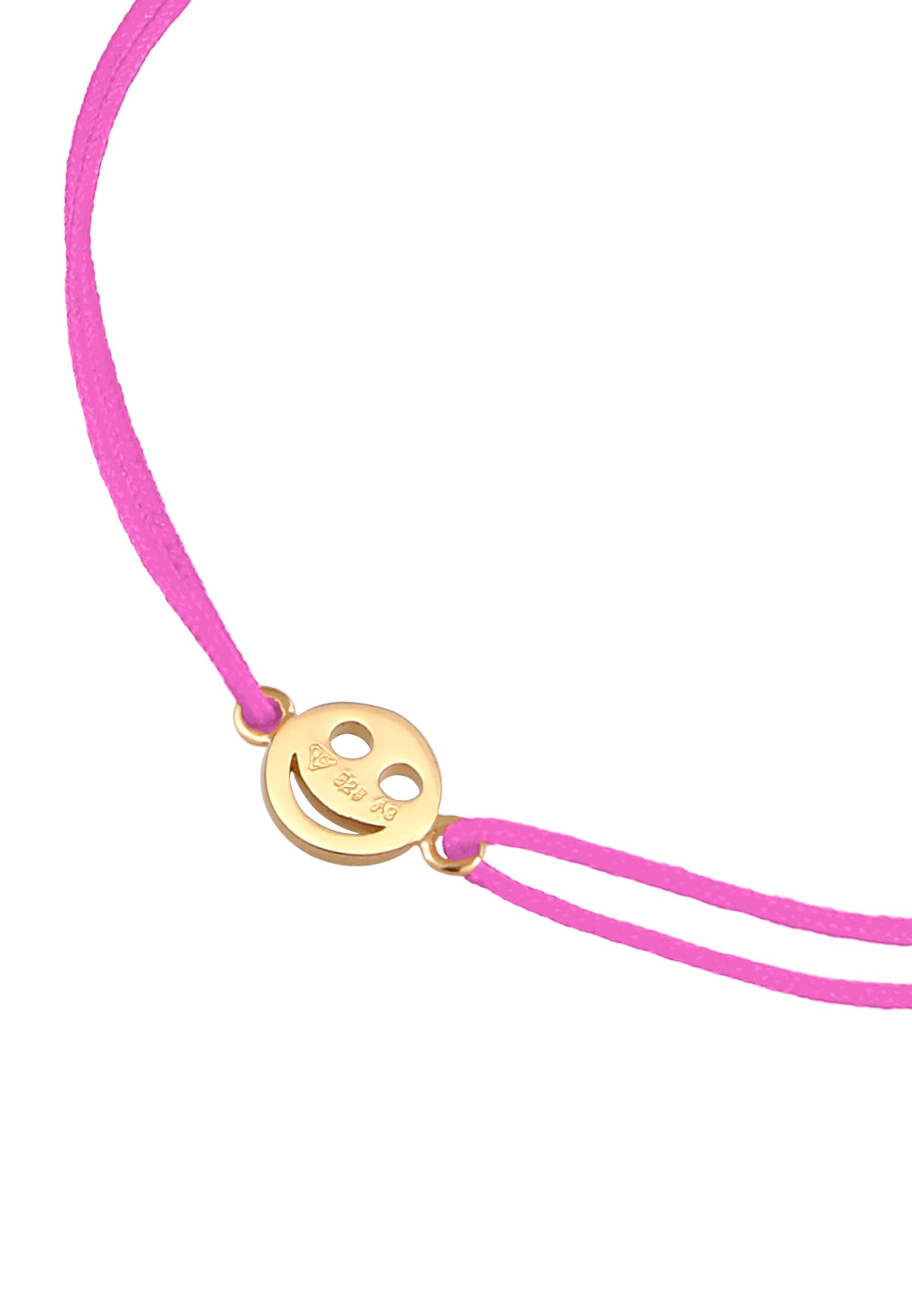 Elli Armkette »Armband mit Smile Face Textil 925 Silber vergoldet«