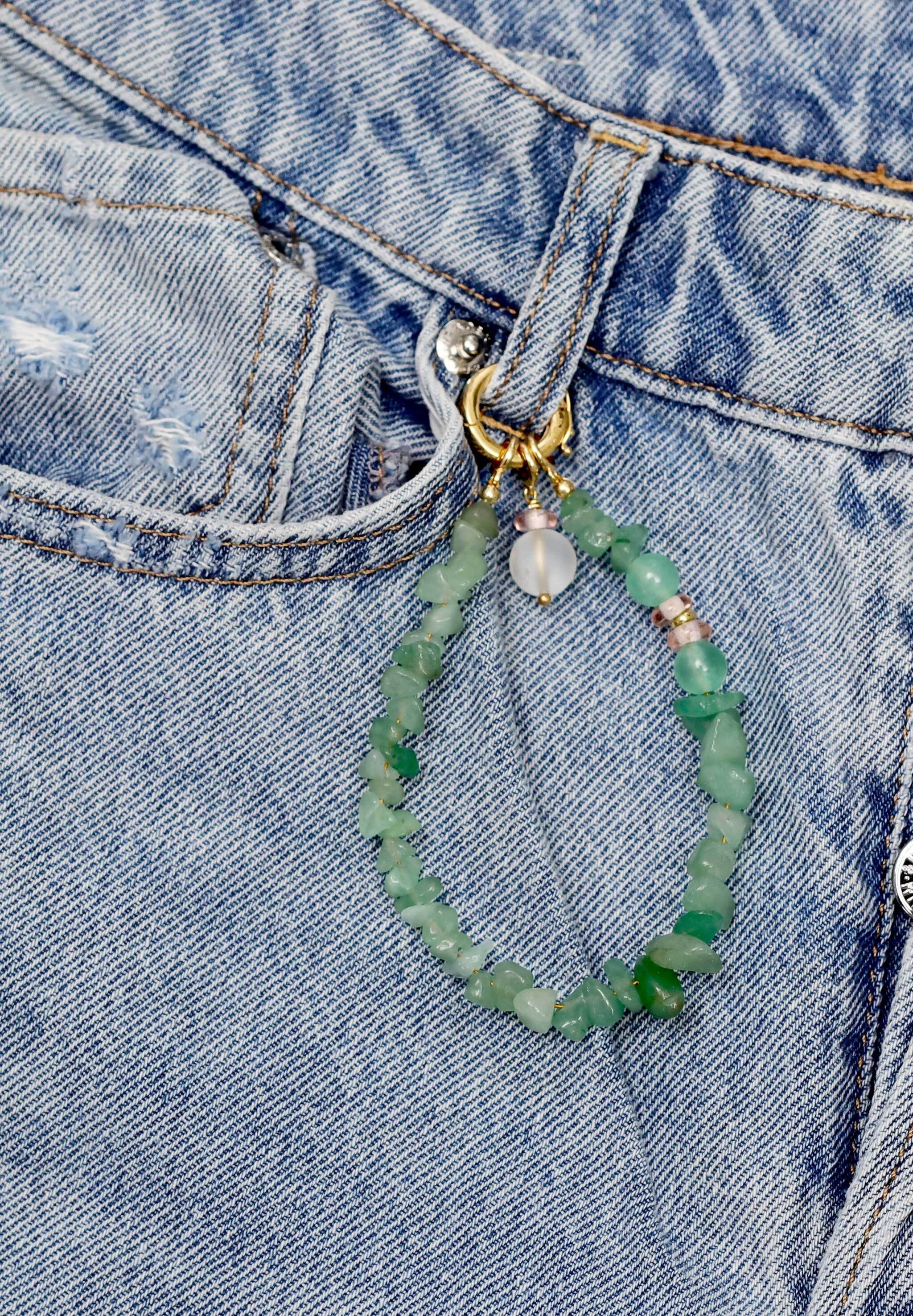 Elli Armkette »Schmuckzubehör Gürtelkette Aventurin Eis-Kristall 925 Sterling Silber vergoldet«