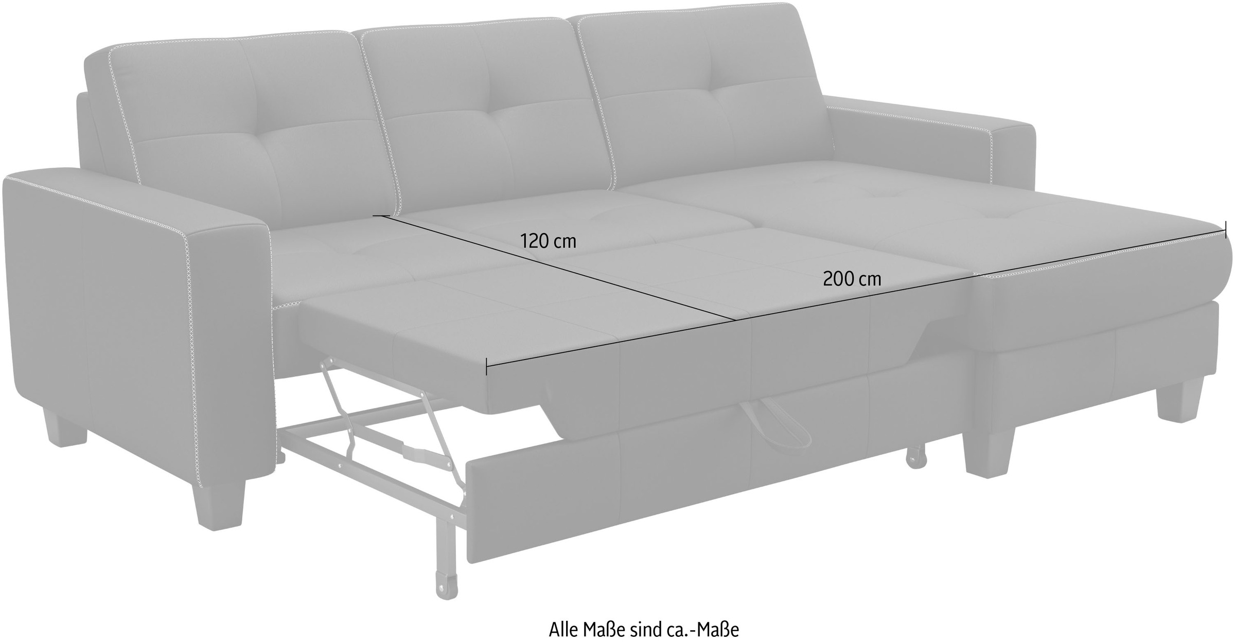 Places of Style Ecksofa »Varese«, wahlweise mit Bettfunktion und Bettkasten