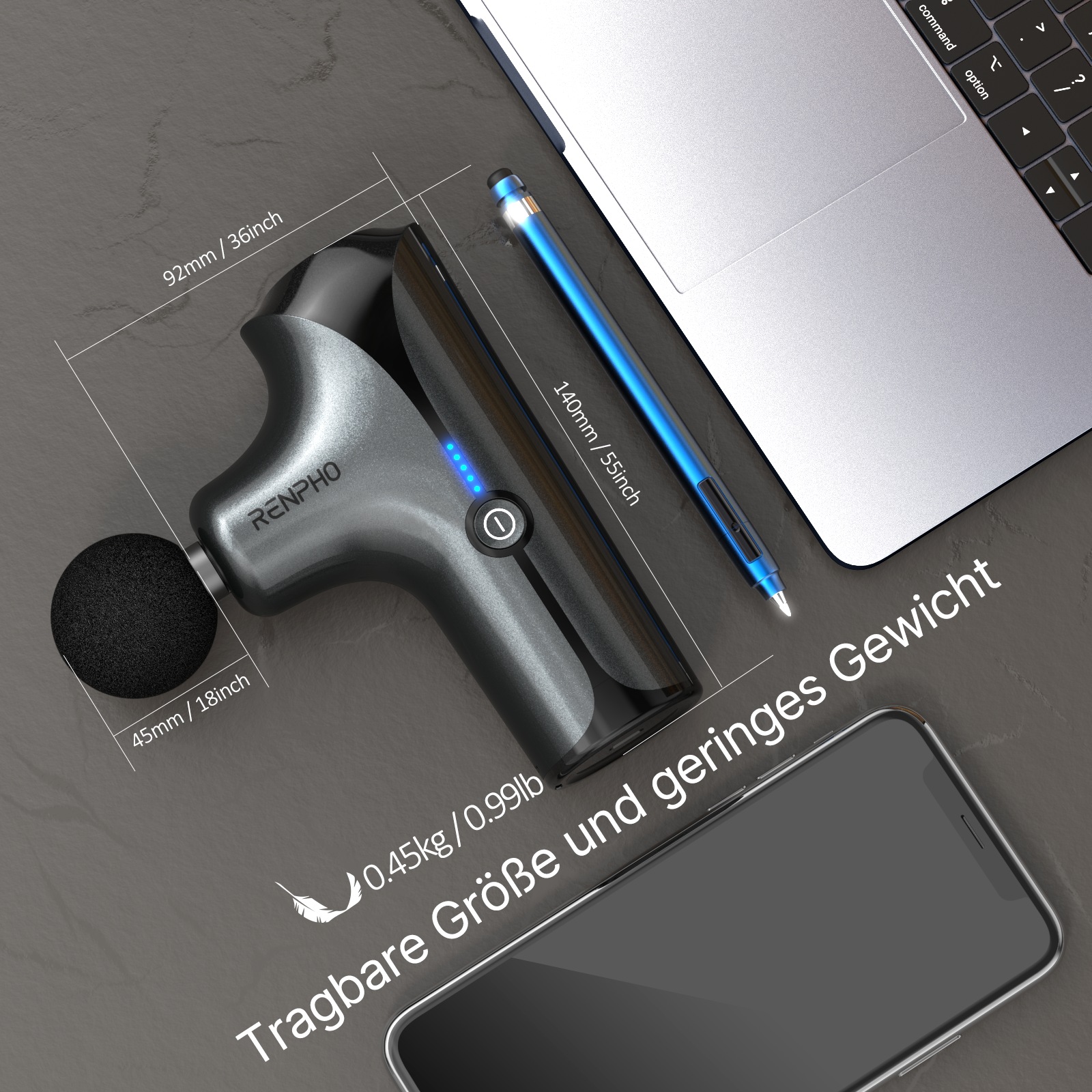 Renpho Massagepistole »Massage Gun mini GM173«, Leichte, tragbare Mini-Massagepistole für unterwegs