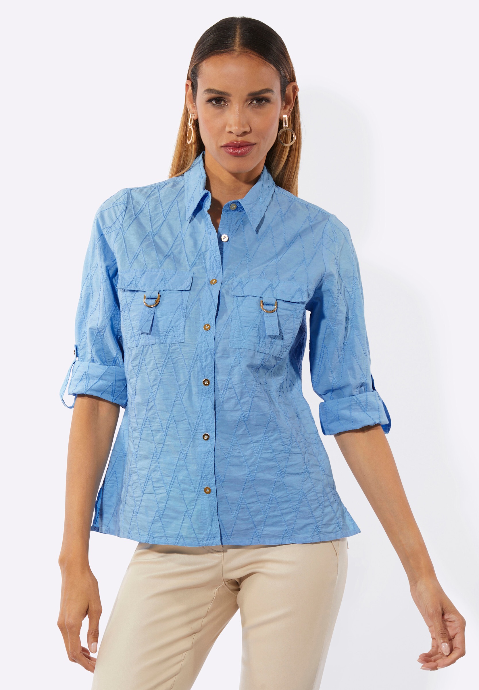 creation L Klassische Bluse »Bluse Baumwollbluse mit Lochstickerei«