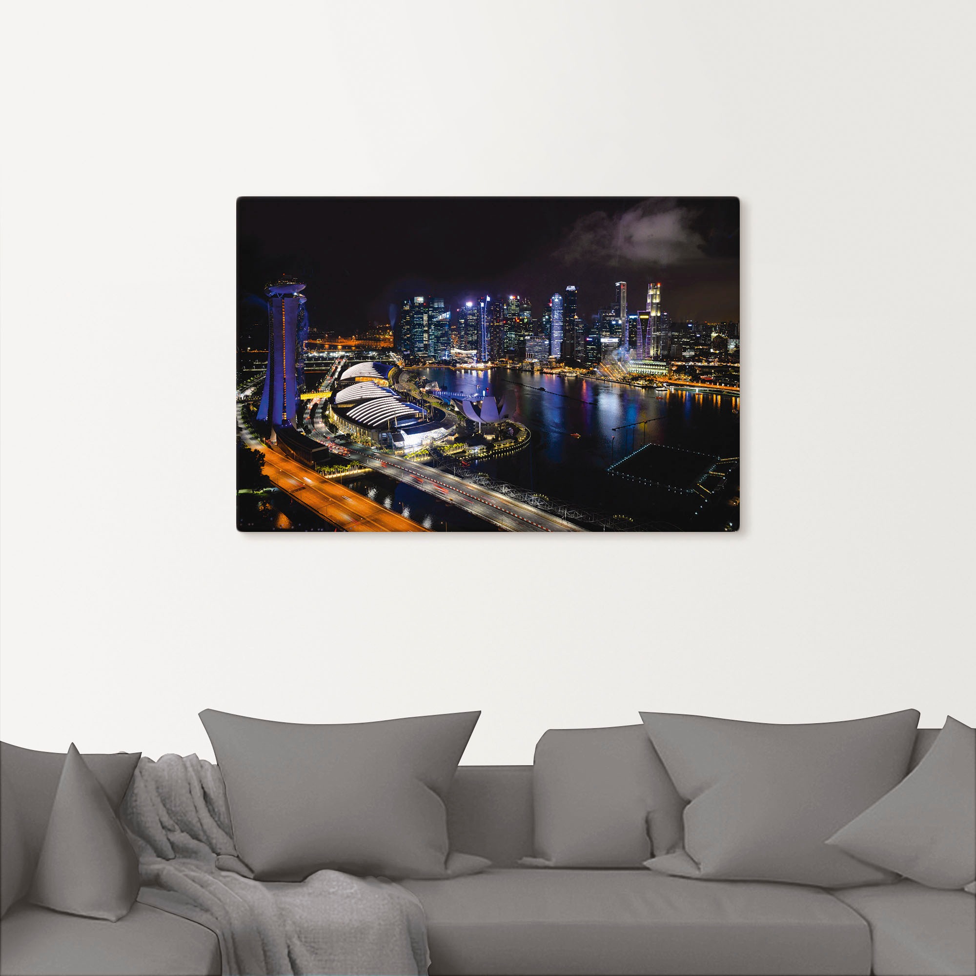 Artland Leinwandbild »Singapur bei Nacht«, Bilder von Asien, (1 St.), auf Keilrahmen gespannt
