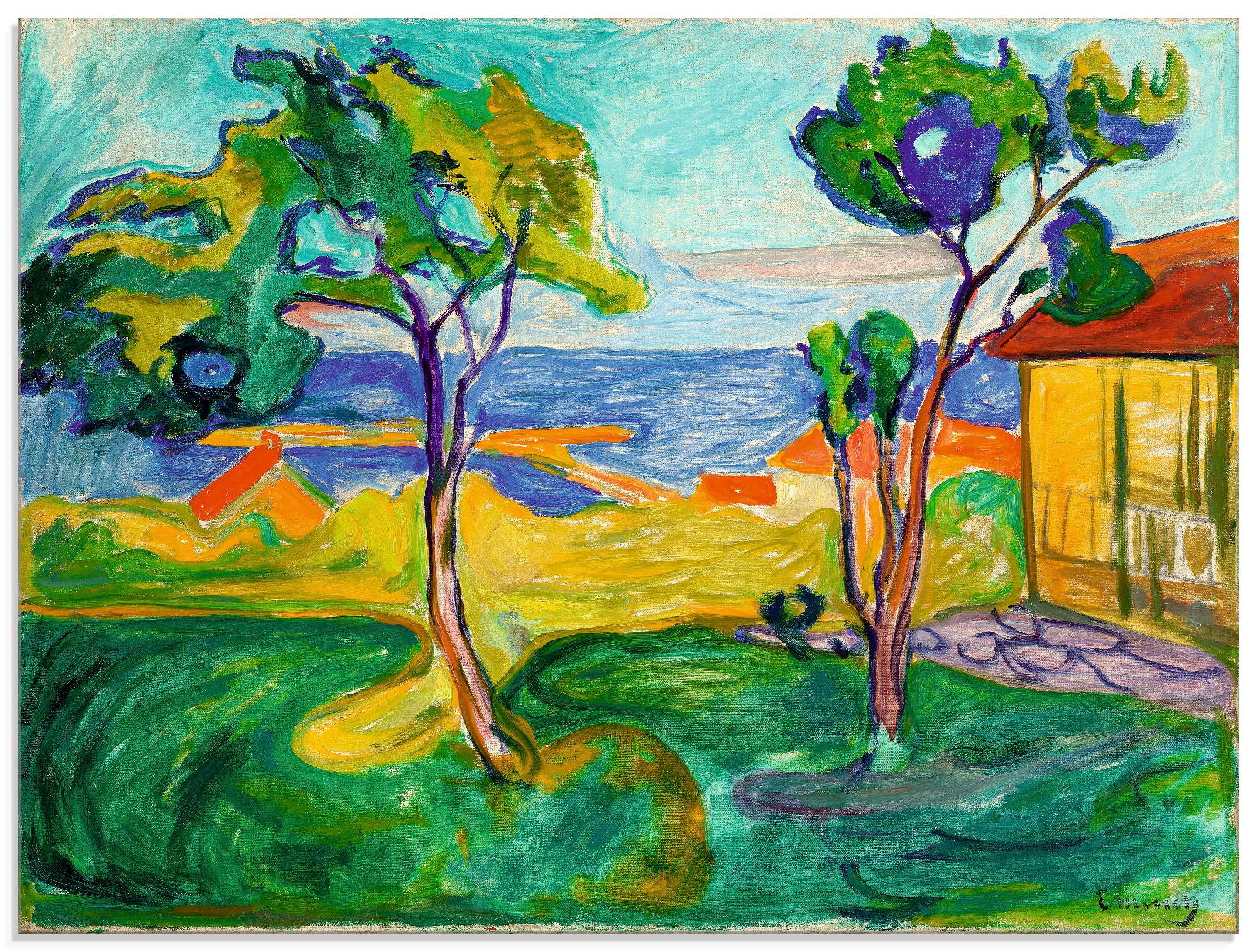 Artland Glasbild »Der Garten in Asgardstrand. 1904-05«, Wiesen & Bäume, (1 St.)