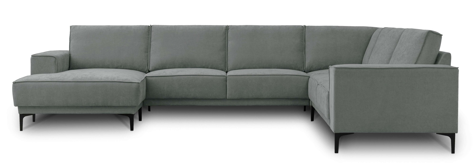Places of Style Wohnlandschaft »XXL Sofa Oland, Struktur, Flachgewebe, Luxus-Microfaser, Boucle«, U-Form, 342 cm, Wellenunterfederung, Skandi-Design, Metallfüße