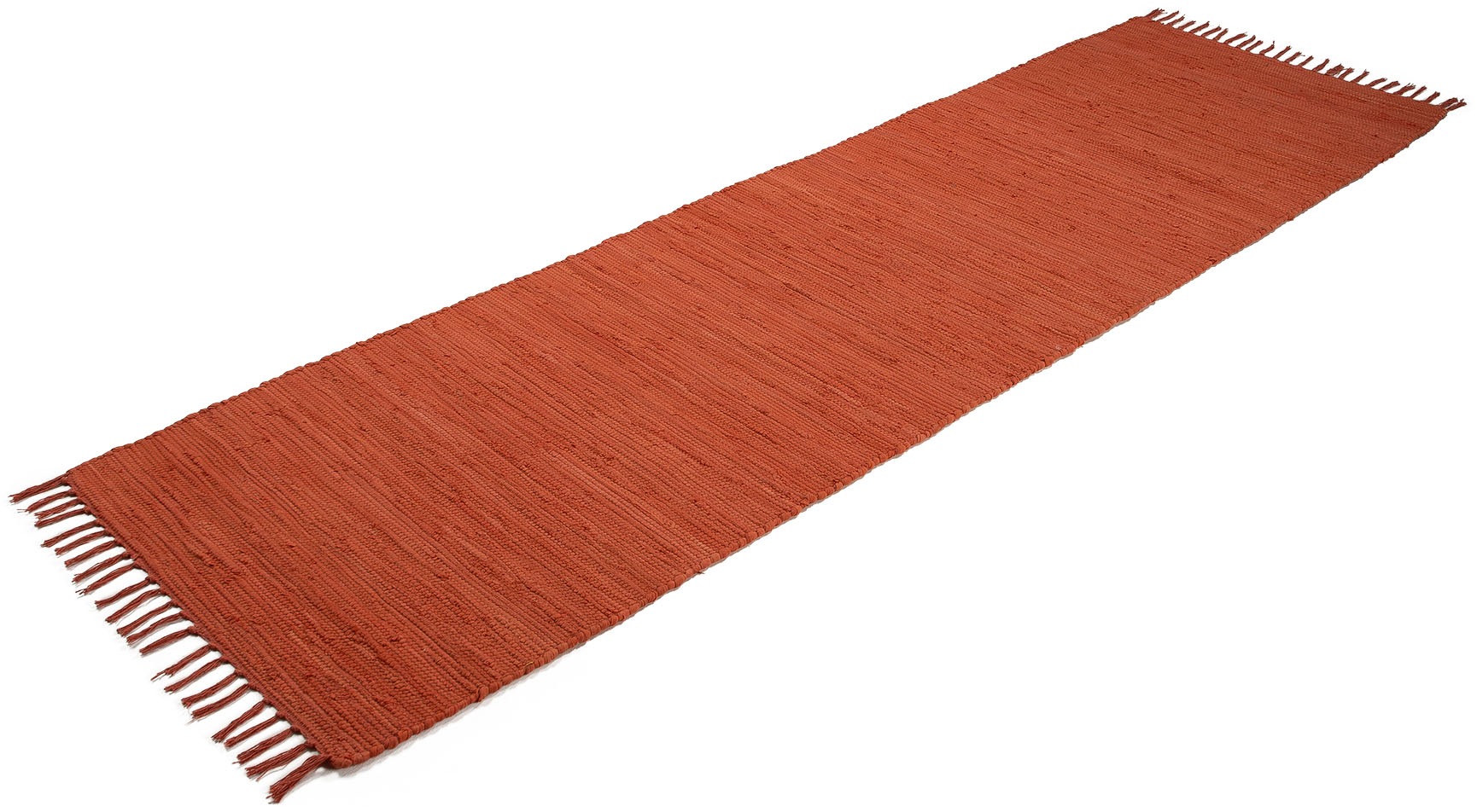 carpetfine Teppich »Kelim Chindi uni«, rechteckig, 5 mm Höhe, Wendeteppich, reine Baumwolle, handgewebt, Uni-Farben, mit Fransen