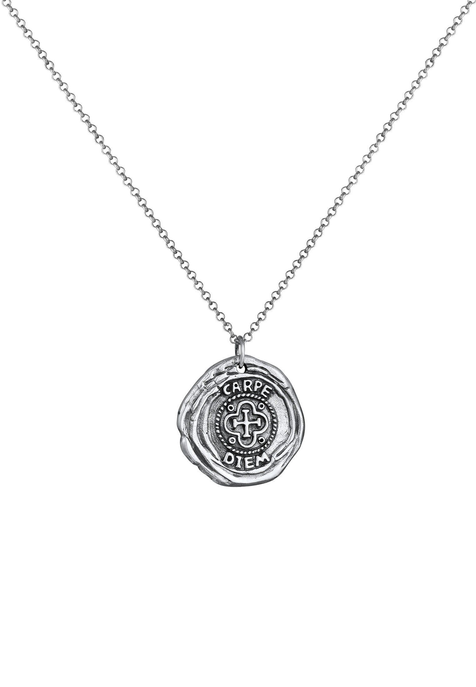 Kuzzoi Lange Kette »Halskette Herren Antike Münze Coin Kreuz 925 Silber«