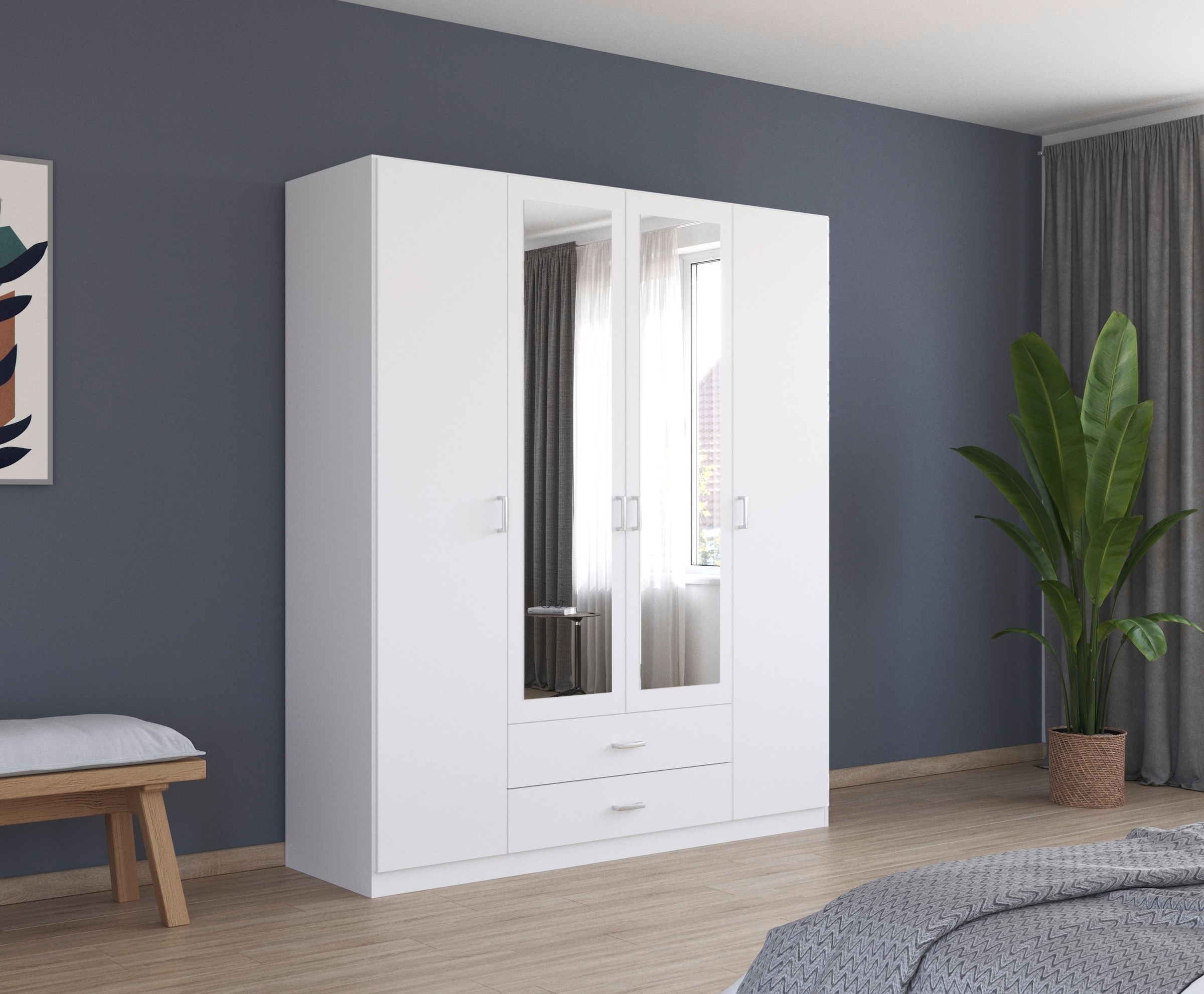 rauch Kleiderschrank »Schrank Garderobe Wäscheschrank GAMMA in 3 Breiten« viel Stauraum mit 6 Schubladen, mit Spiegel TOPSELLER MADE IN GERMANY