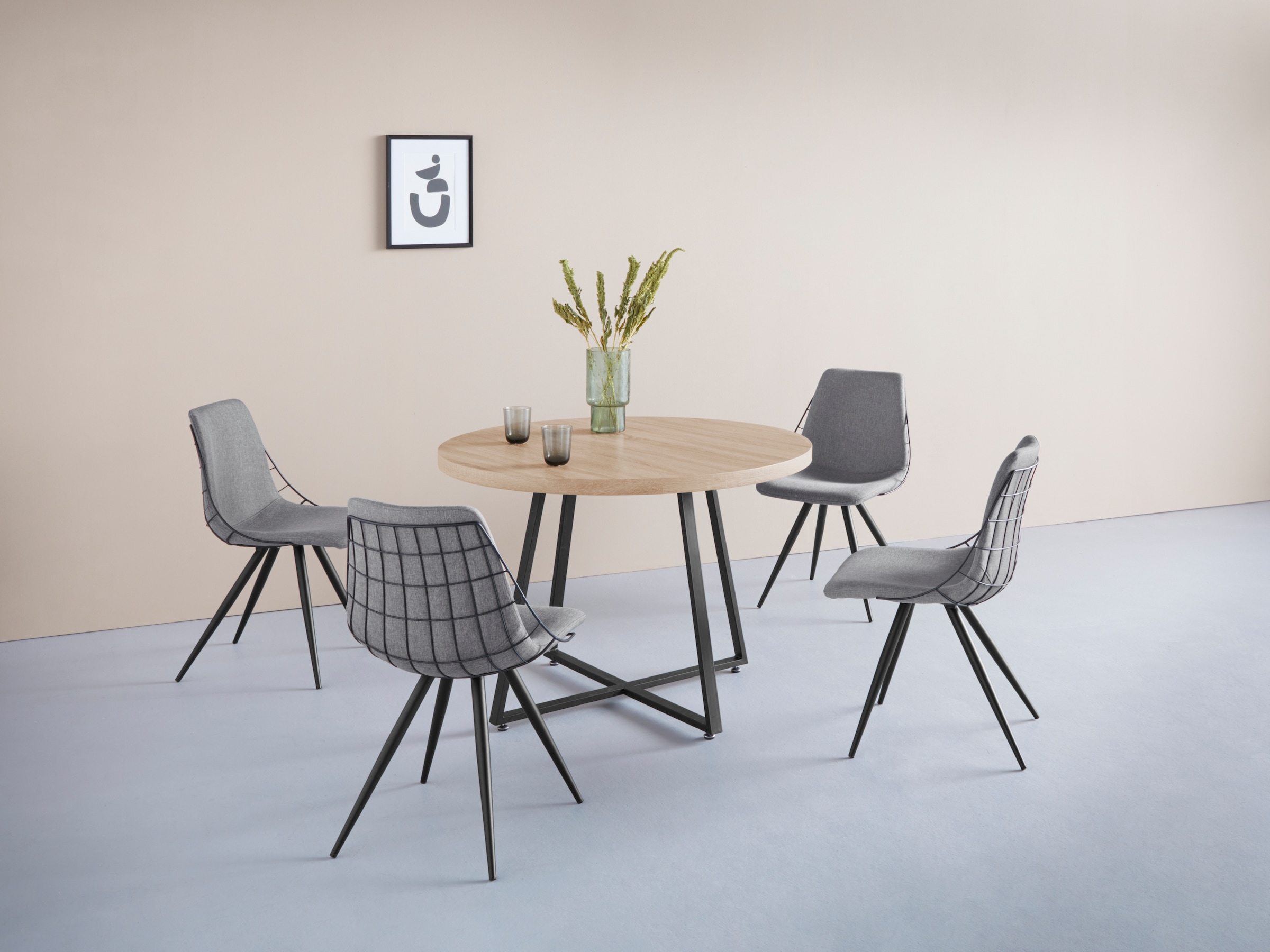 Home affaire Esstisch »Anja, TOPSELLER!«, (Esstisch, Küchentisch), Durchmesser 110 cm, Skandi Design, Metallgestell