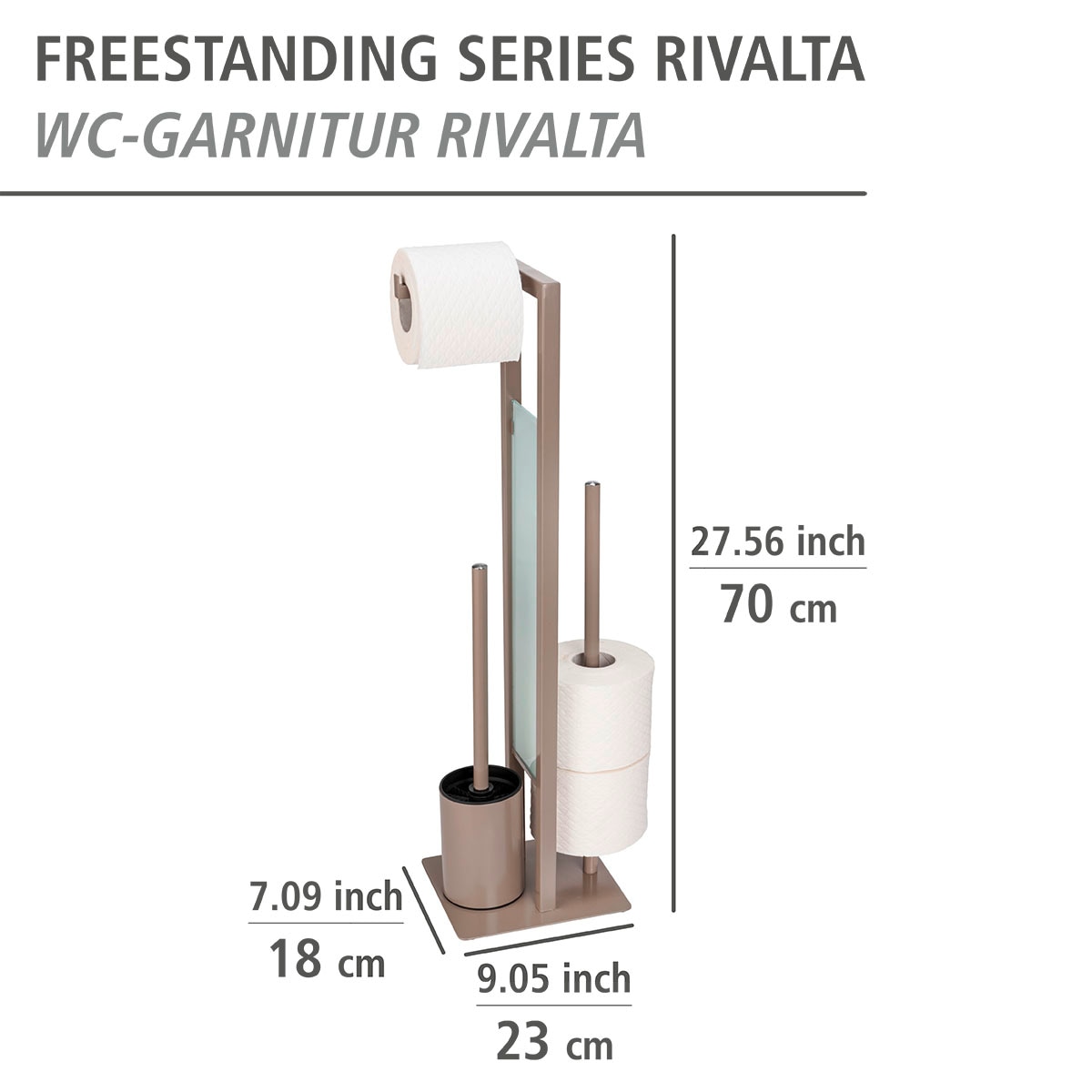 WENKO WC-Garnitur »Rivalta«, aus Glas-Polypropylen, taupe, Platte aus Sicherheitsglas