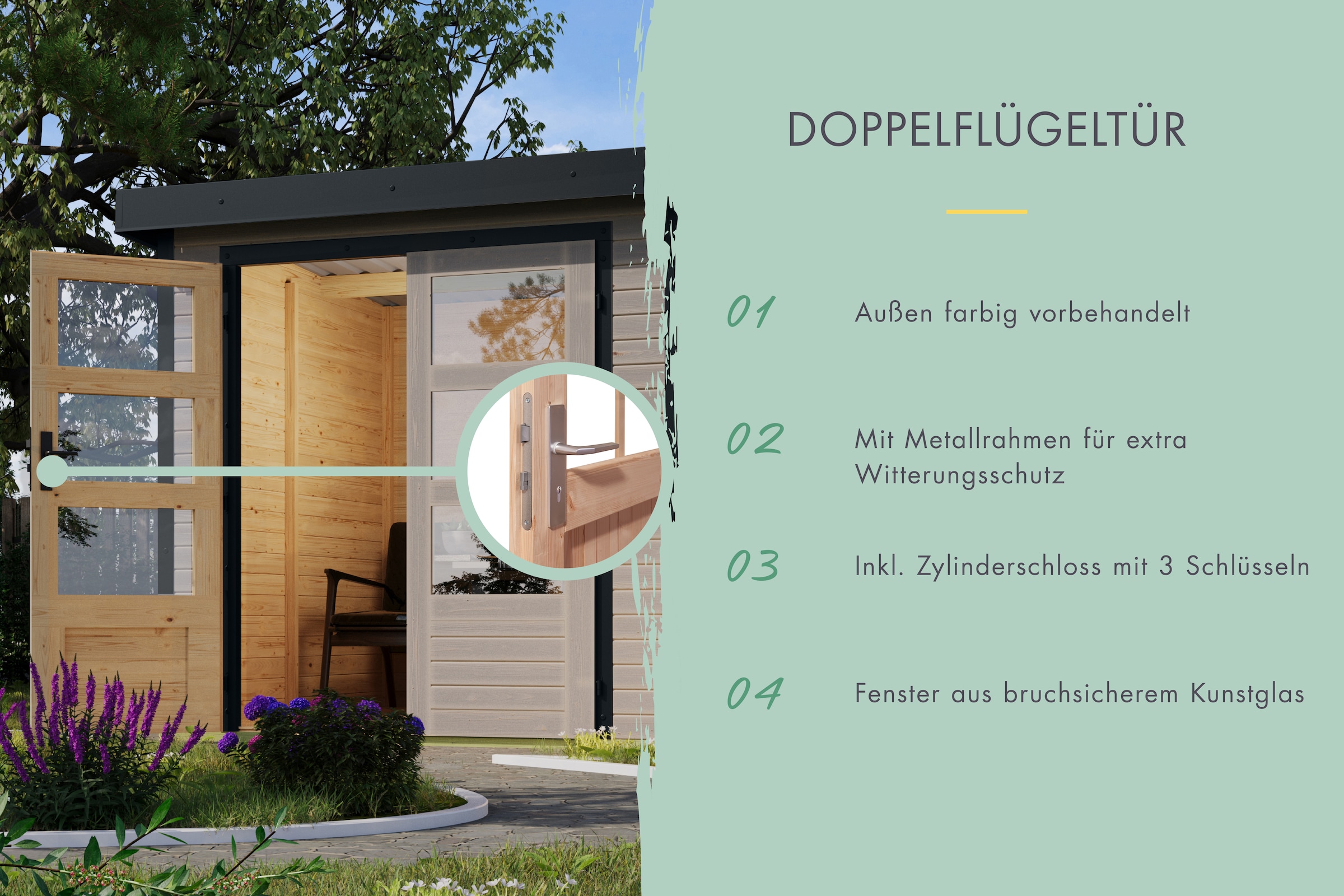 Karibu Gartenhaus »Merkurino, in verschiedenen Farben«