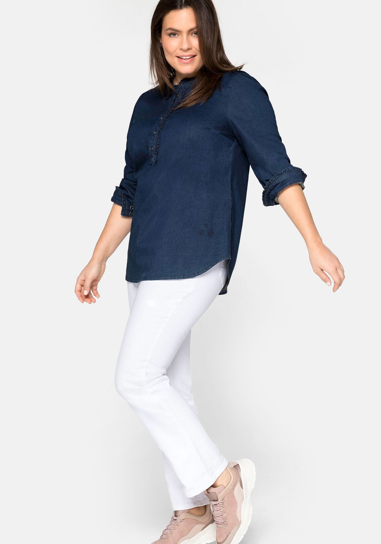 Sheego Stretch-Jeans »Jeans »Die Gerade« mit Used-Effekten«