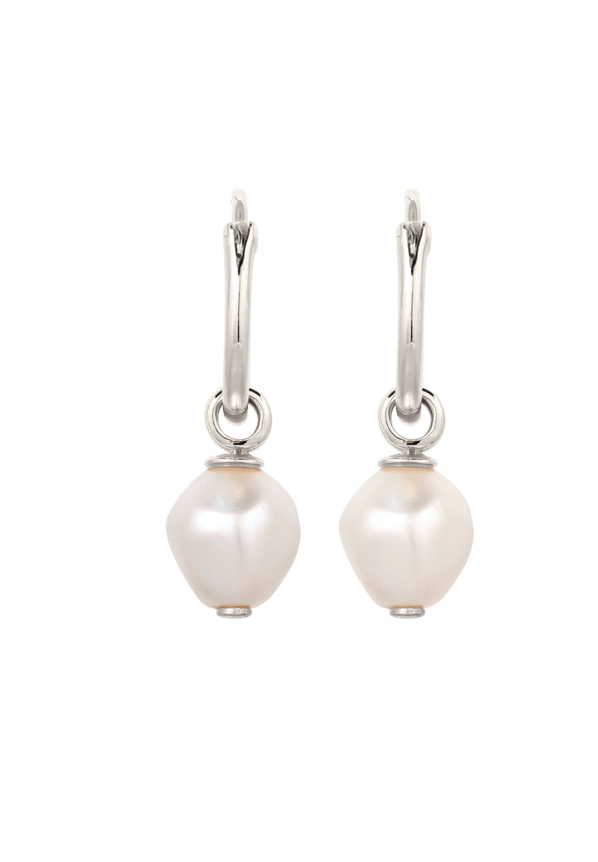 Kuzzoi Paar Creolen »Ohrringe Creolen mit Perlen von Swarovski(R) Weiß 925 Sterling Silber«