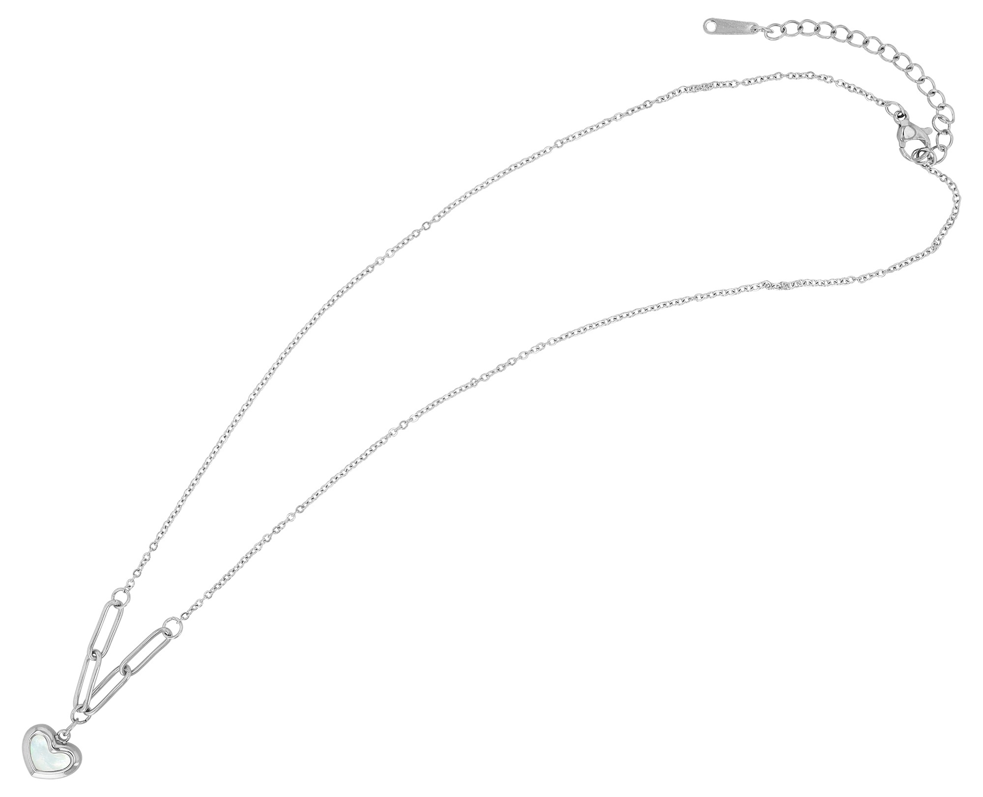 Adelia´s Gliederkette »Damen Halskette ¿ Herz aus Edelstahl mit Perlmutt 42+5«