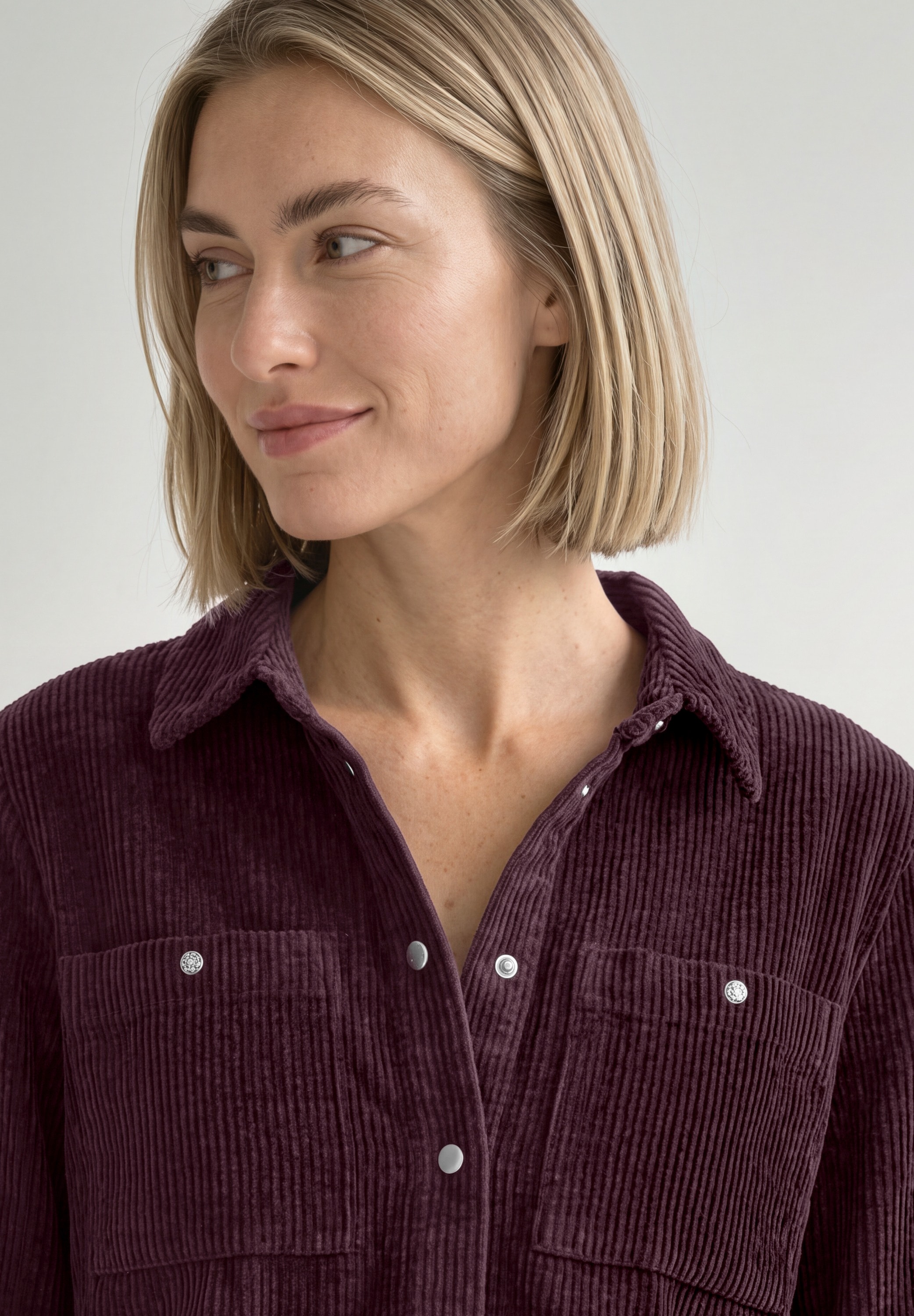 STREET ONE Langarmbluse Overshirt in Cord-Qualität / Hemdkragen