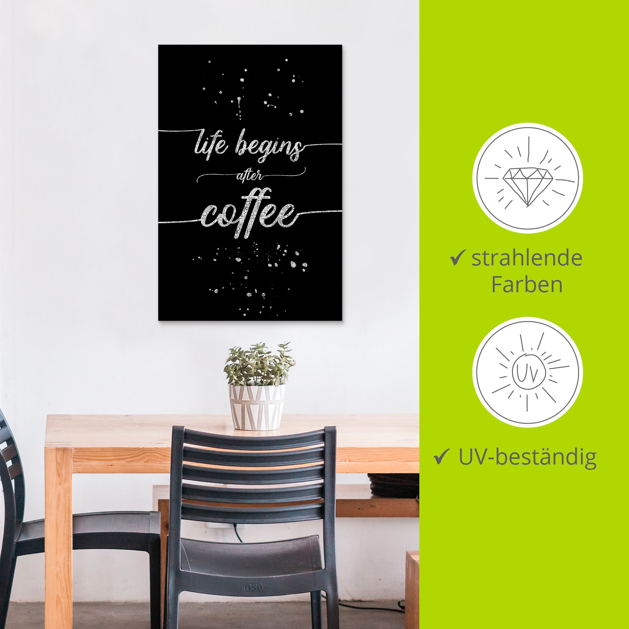 Artland Wandbild »Leben beginnt nach dem Kaffee«, Sprüche & Texte, (1 St.), als Alubild, Outdoorbild, Leinwandbild, Wandaufkleber, versch. Größen