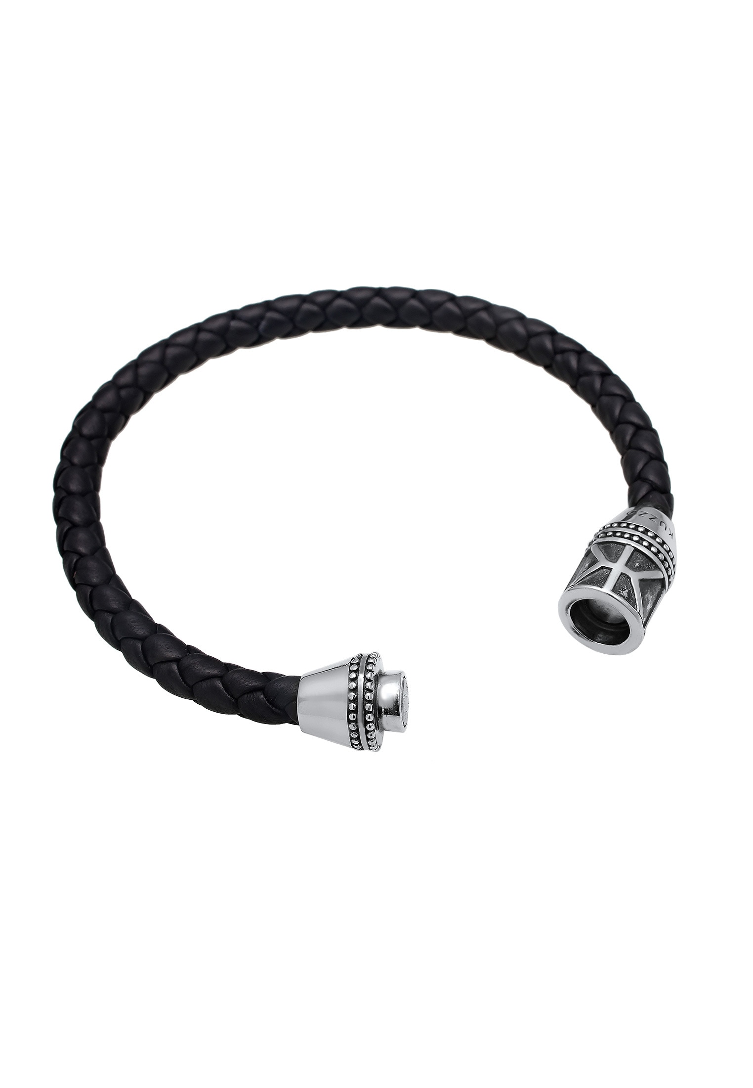 Kuzzoi Armband »Armband Herren Leder Logo Magnet-Verschluß 925 Silber«