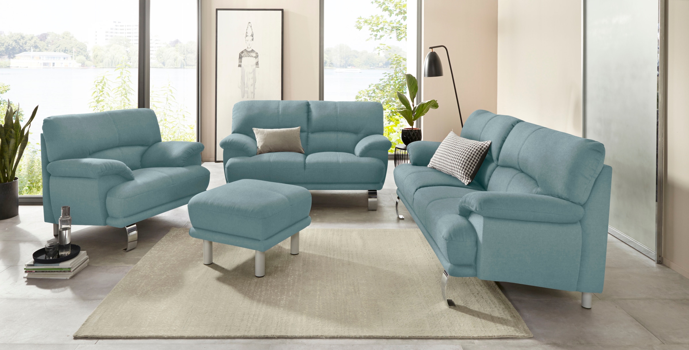 TRENDMANUFAKTUR 3-Sitzer »Cecilia II, mit italienischem Design, tollen Details« mit tollem Sitzkomfort und Designfuß