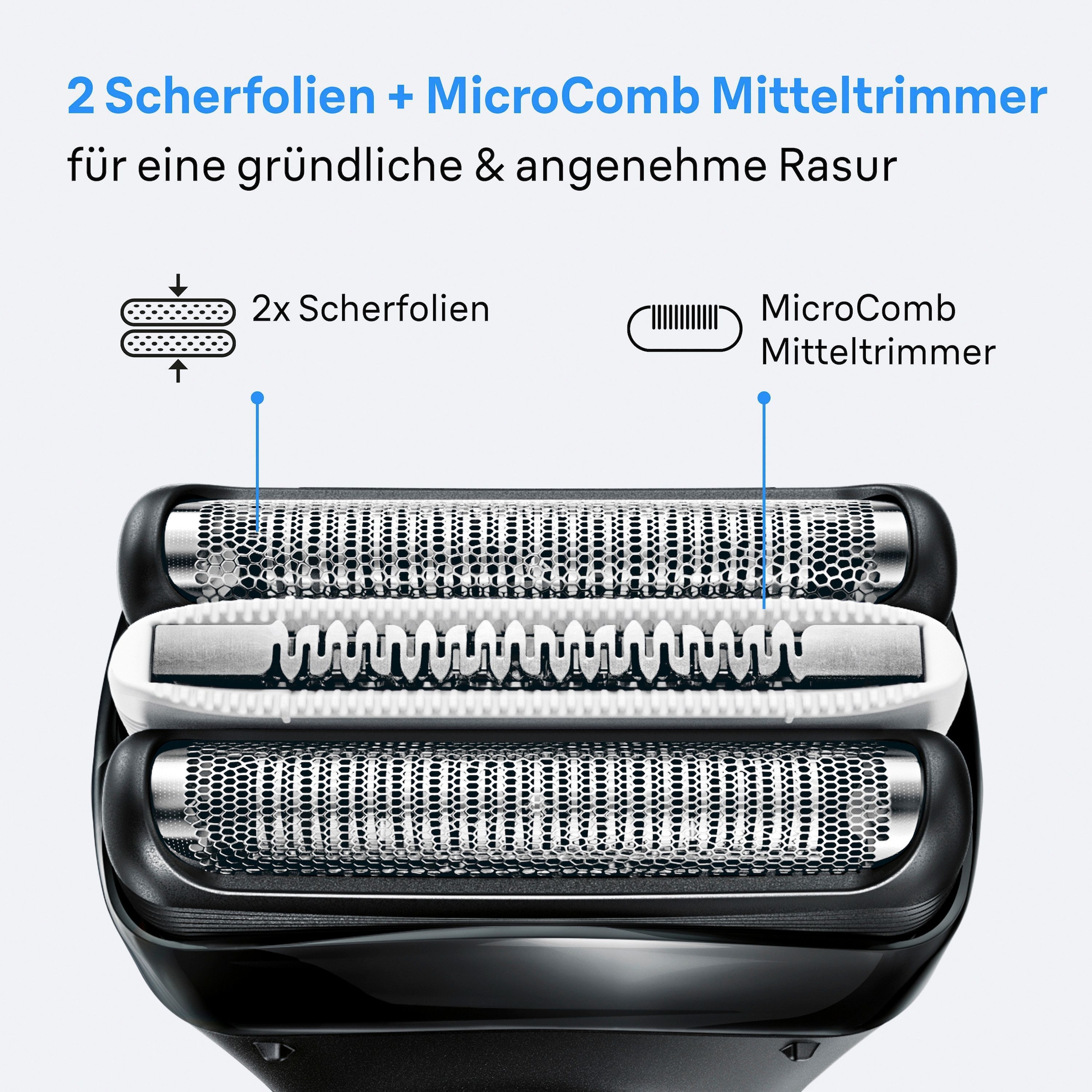 Braun Elektrorasierer »Series 3+ 3040s« 3 flexible Klingen, effizienter MicroComb Mitteltrimmer