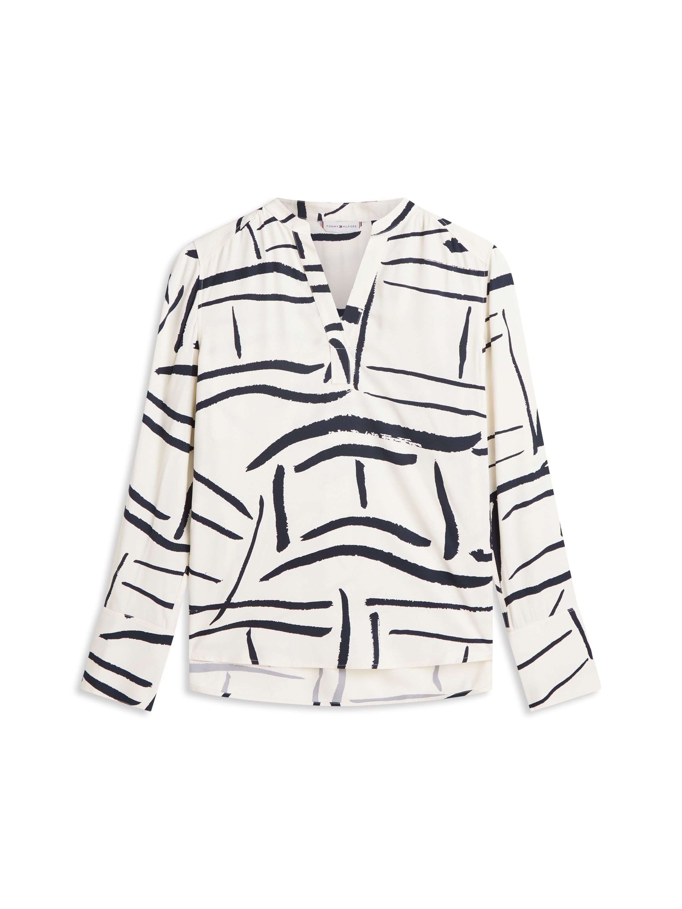 Tommy Hilfiger Langarmbluse »VIS TWILL V NECK BLOUSE LS« mit Knopfleiste