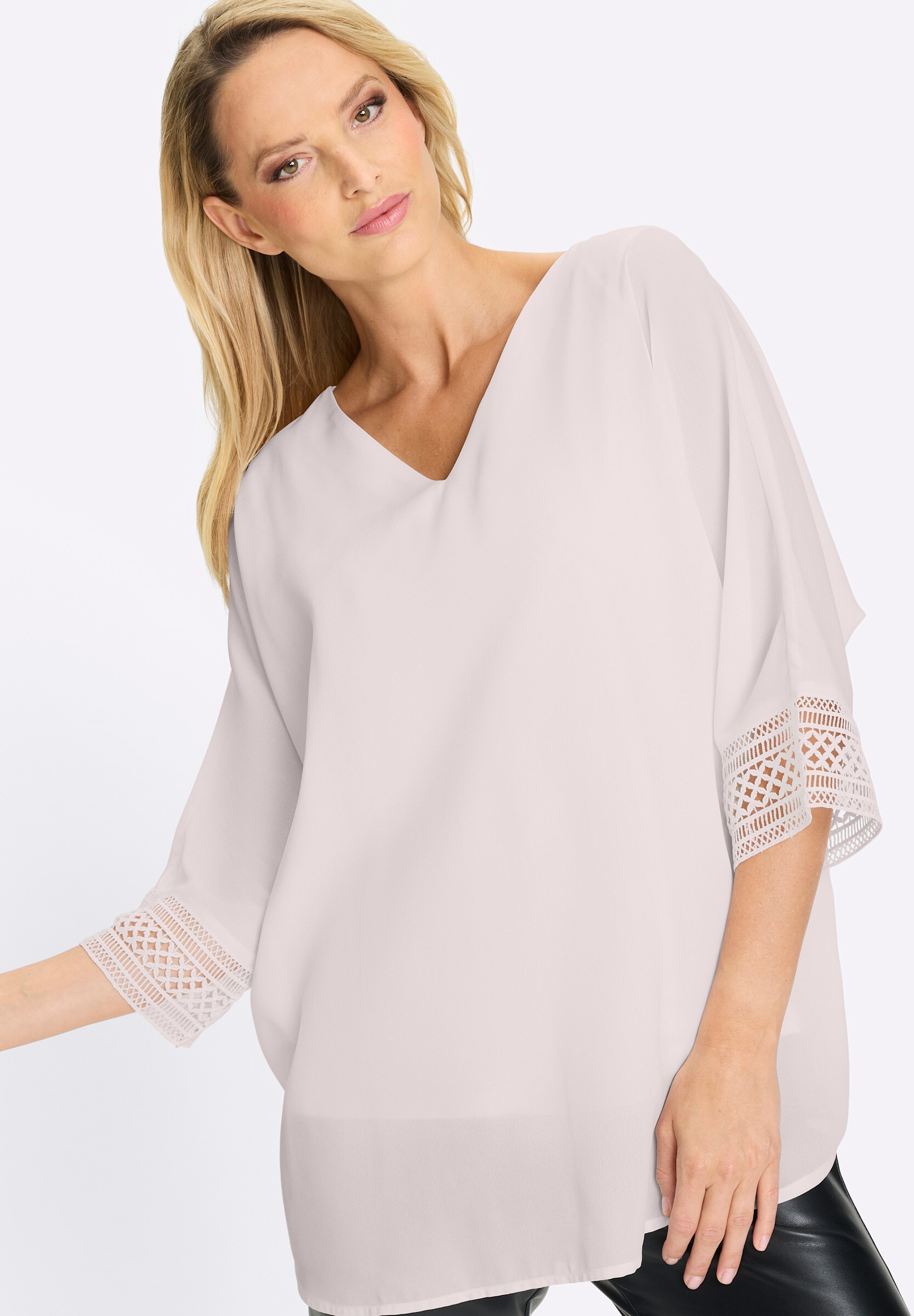 heine Klassische Bluse »Bluse Crêpebluse mit Spitze«