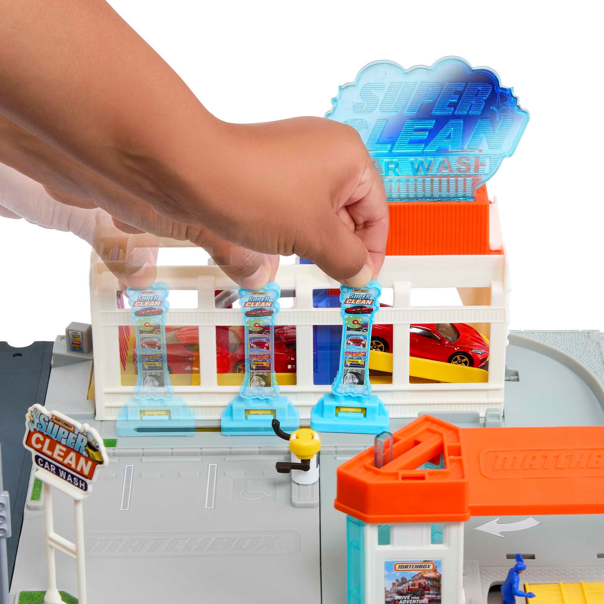 MATCHBOX Spielwelt »Matchbox, Super Clean Autowaschanlage«, mit Licht und Sound; inklusive 1 Matchbox-Auto