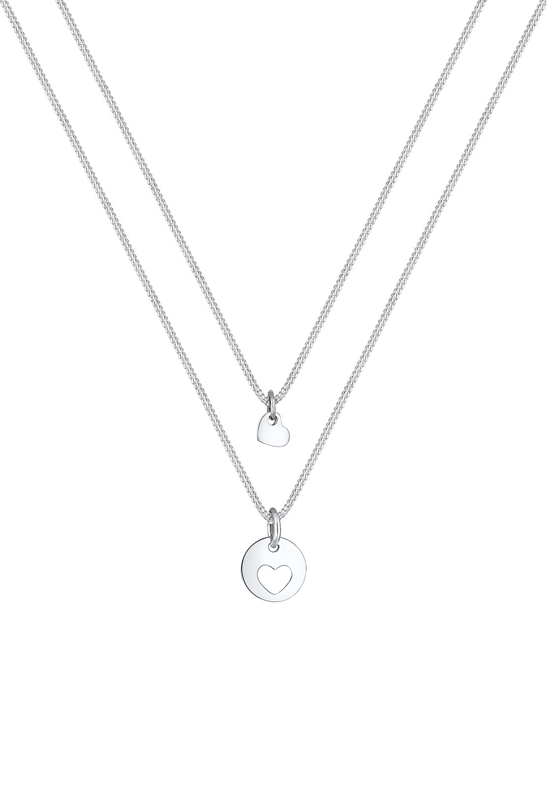 Elli Ketten-Set »Halskette Herz Mutter Kind Cut Out Münze 925 Silber«