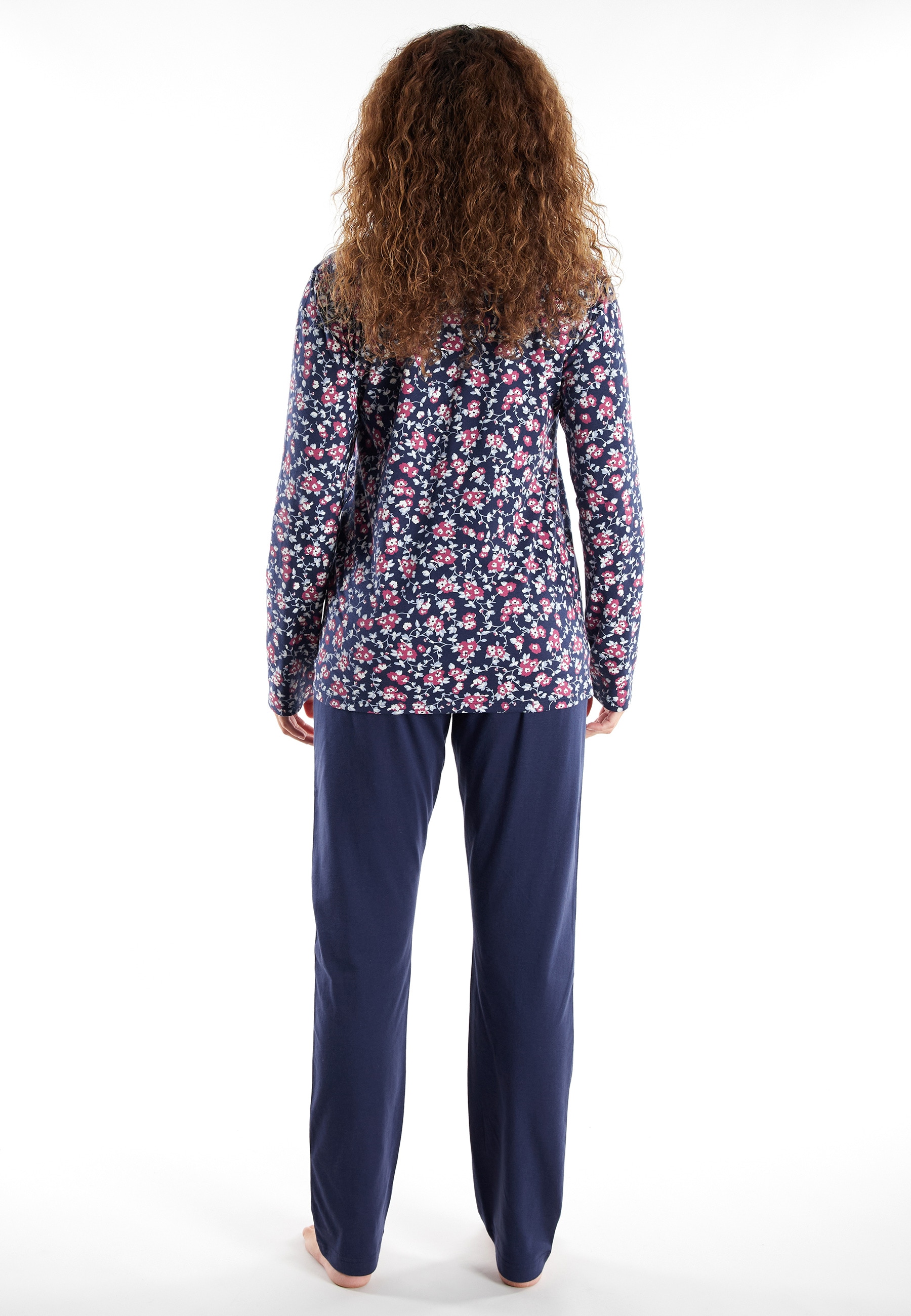 GÖTZBURG Pyjama Langarm, Rundhalsausschnitt, mit Motiv, Baumwolle