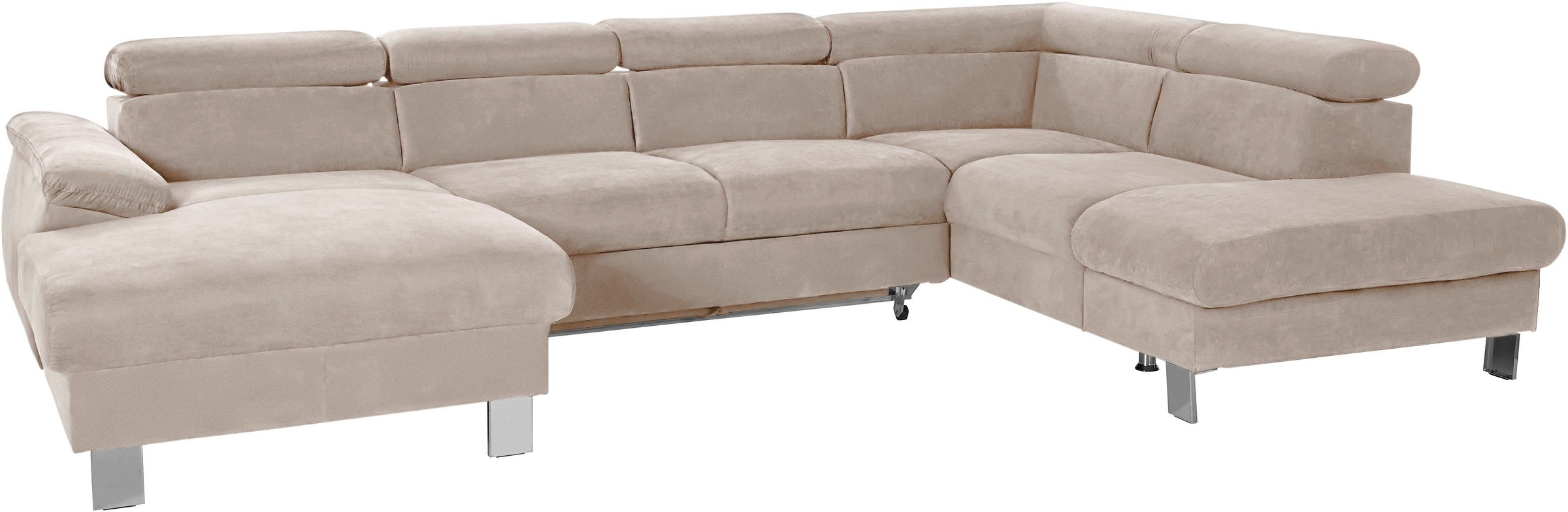 COTTA Polstergarnitur »Komaris U-Form, B: 320 bzw. 100 cm (Set: Wohnlandschaft & Hocker)«, (Set), mit Kopfteilverstellung, optional Bettfunktion, Bettkasten & Licht