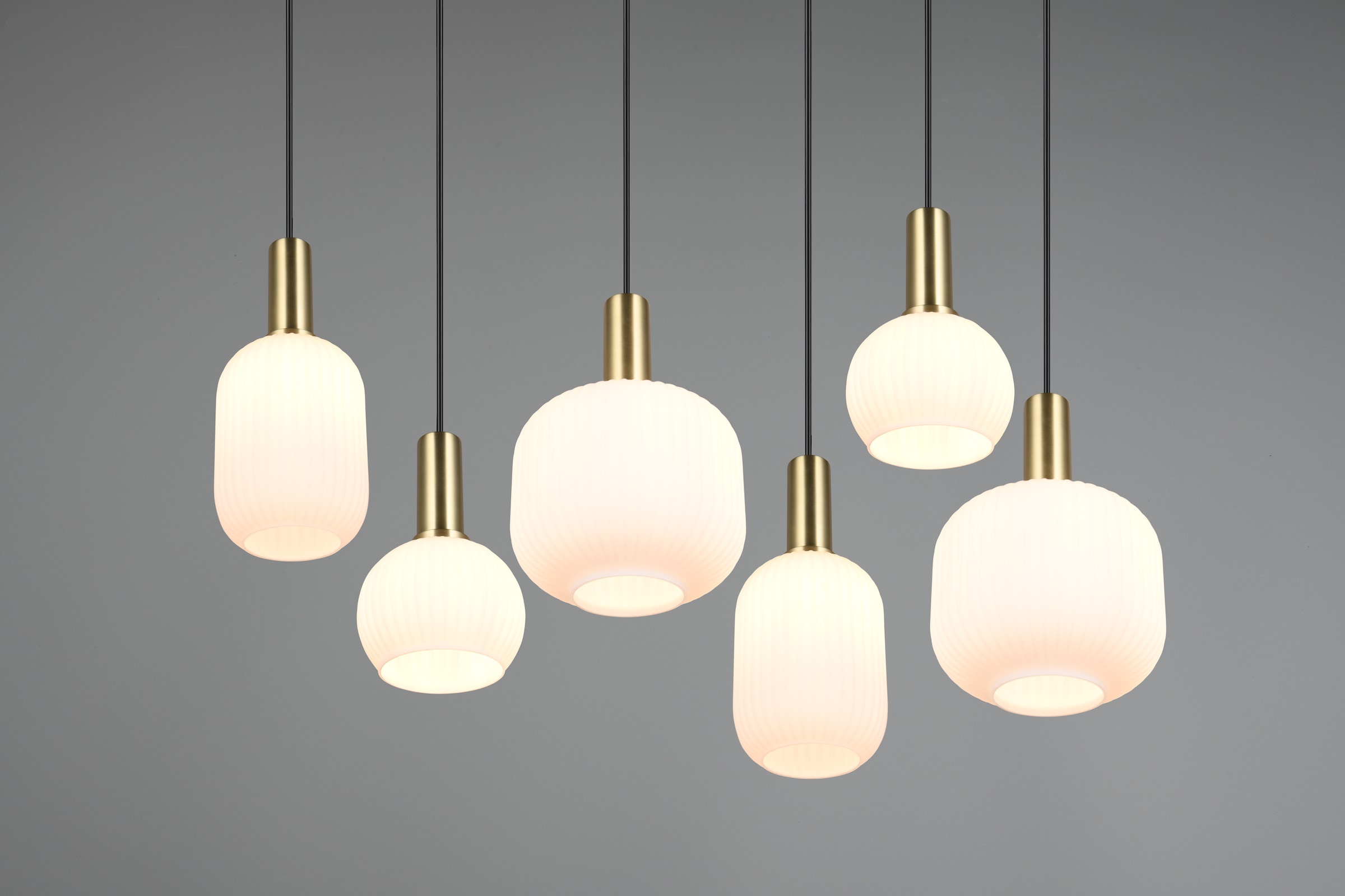 TRIO Leuchten Pendelleuchte »DIVA, E27 Hängelampe 6-flammig mit Glasschirm, exkl 6xE27 max 10W« E27 1 Stk. warmweiß - kaltweiß höhenverstellbar bis max 150cm Hängeleuchte 92x 35 cm Wohnzimmer Küche