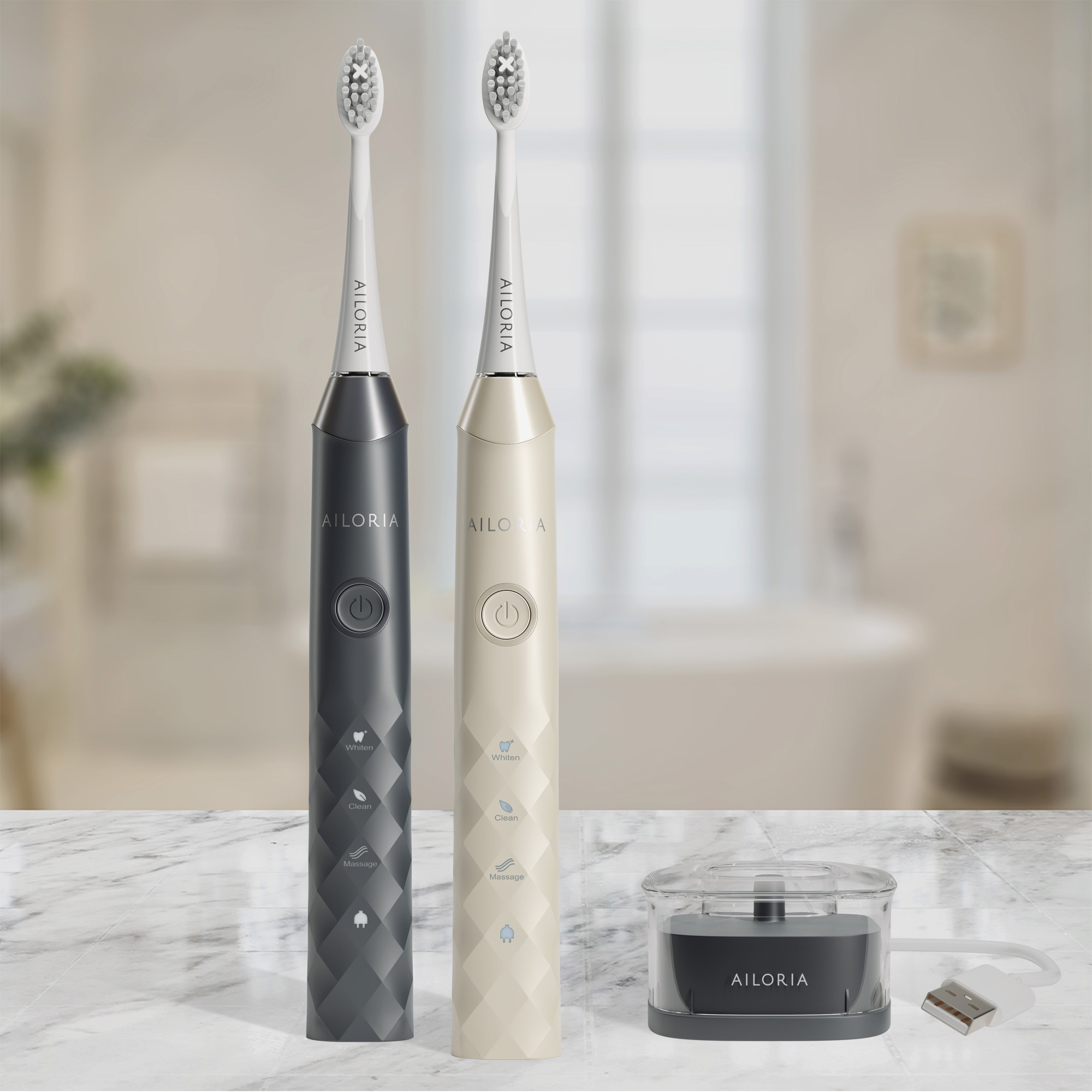 AILORIA Schallzahnbürste »USB-Schallzahnbürste SHINE BRIGHT SET«