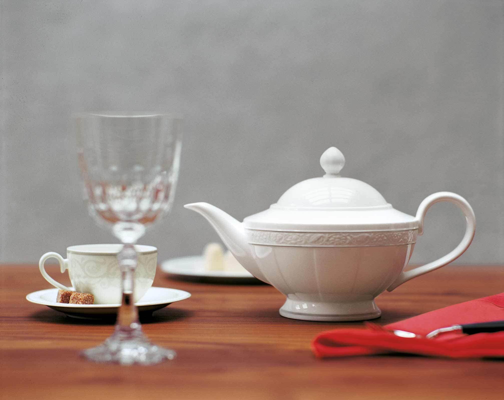 Villeroy & Boch Untertasse »Kaffeeuntertassen Gray Pearl ø 16 cm 6er Set weiß« Spülmaschinengeeignet, Mikrowellengeeignet