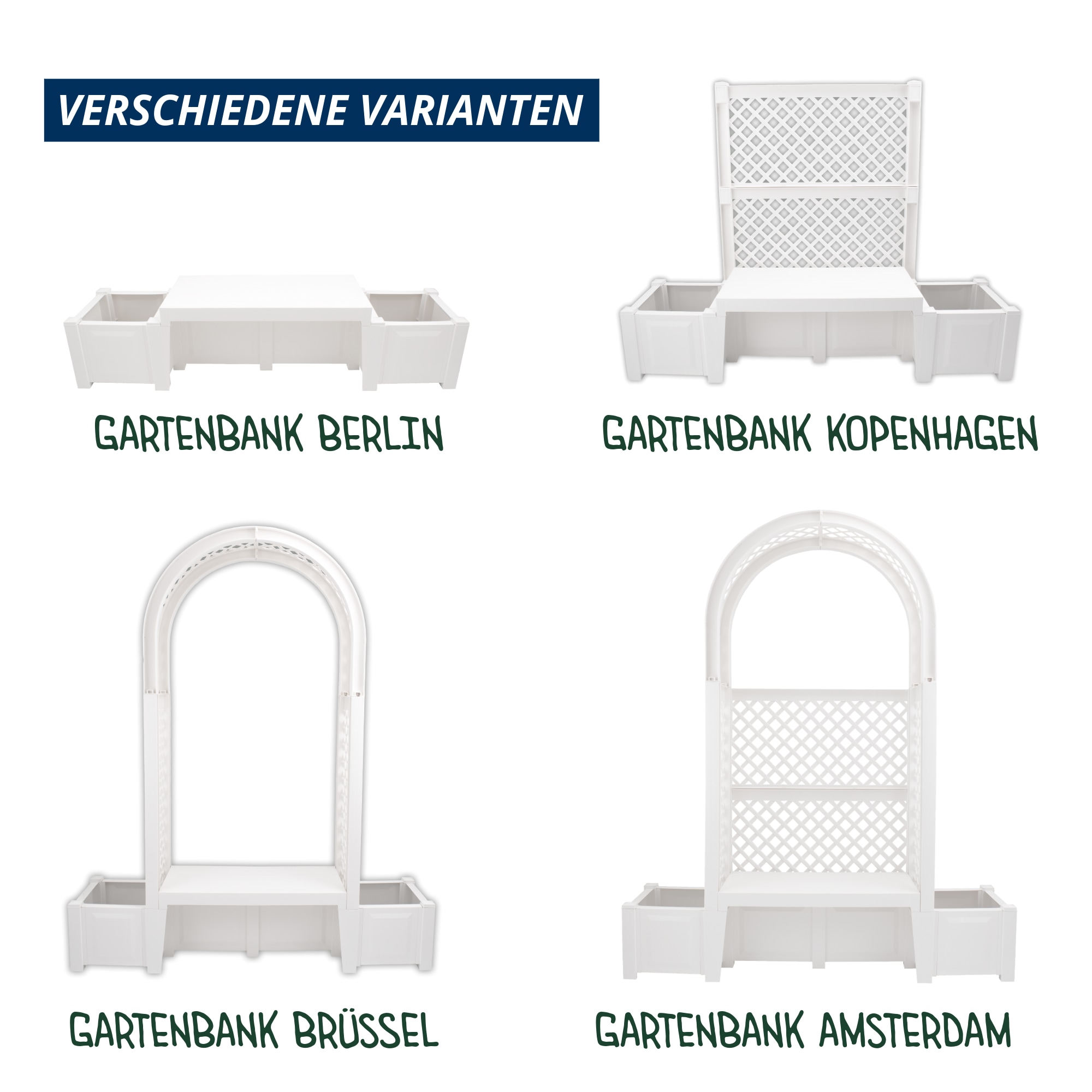 KHW Gartenbank »Berlin« mit zwei Pflanzkästen, weiß