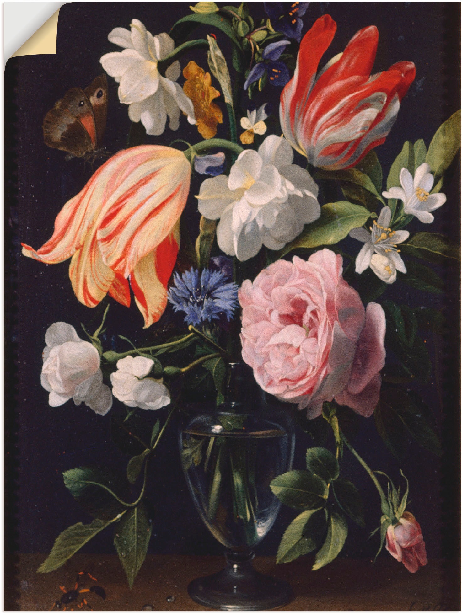 Artland Wandbild »Vase mit Blumen. 1637«, Blumen, (1 St.), in vielen Größen & Produktarten -Leinwandbild, Poster, Wandaufkleber / Wandtattoo auch für Badezimmer geeignet