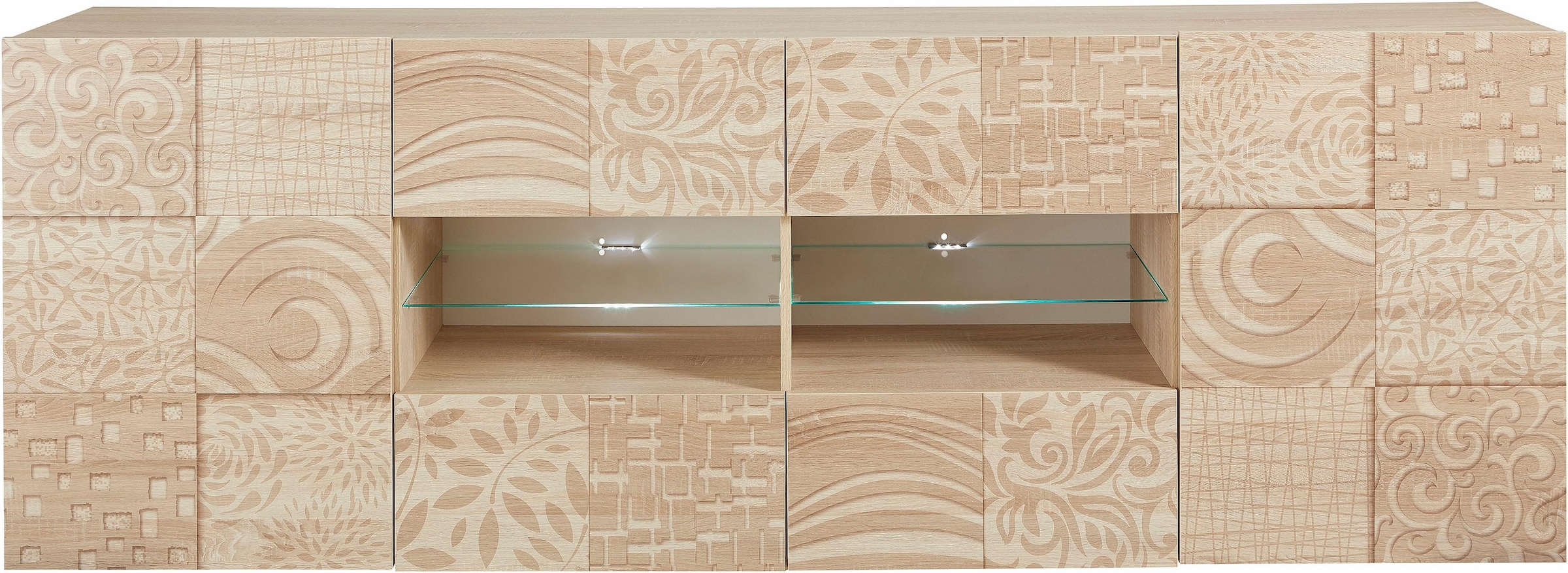 INOSIGN Sideboard »Miro«, Breite 241 cm mit dekorativem Siebdruck
