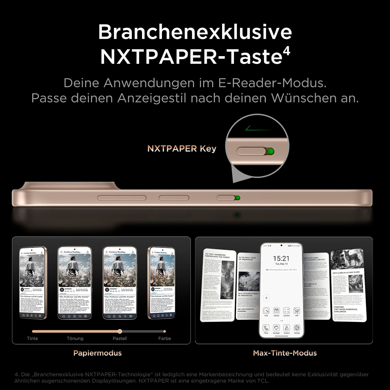 TCL Smartphone »P80 Pro 8+256GB« Sunlit Gold NXTPAPER-Technologie