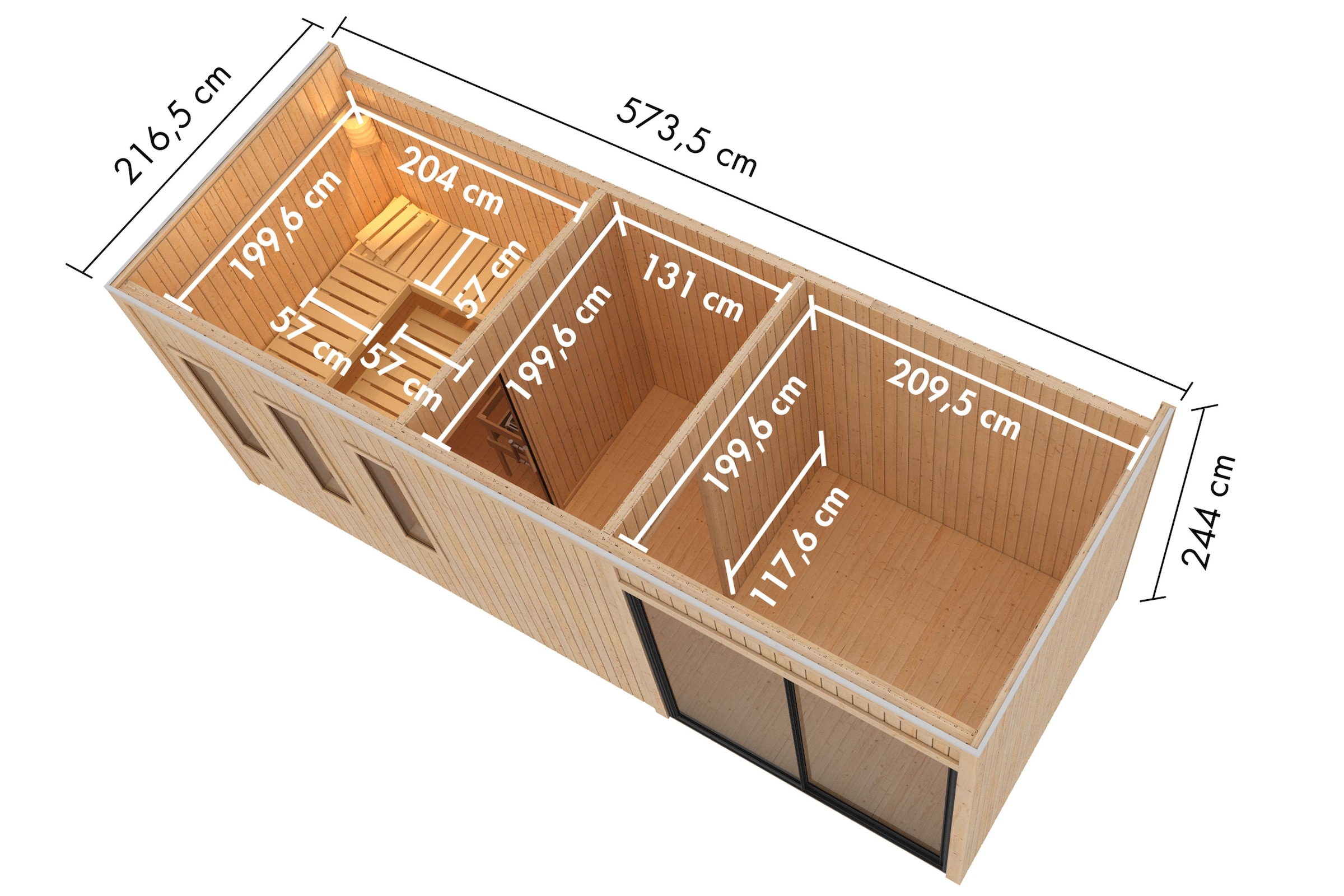 Karibu Saunahaus »"Montana" naturbelassen« aus hochwertiger nordischer Fichte