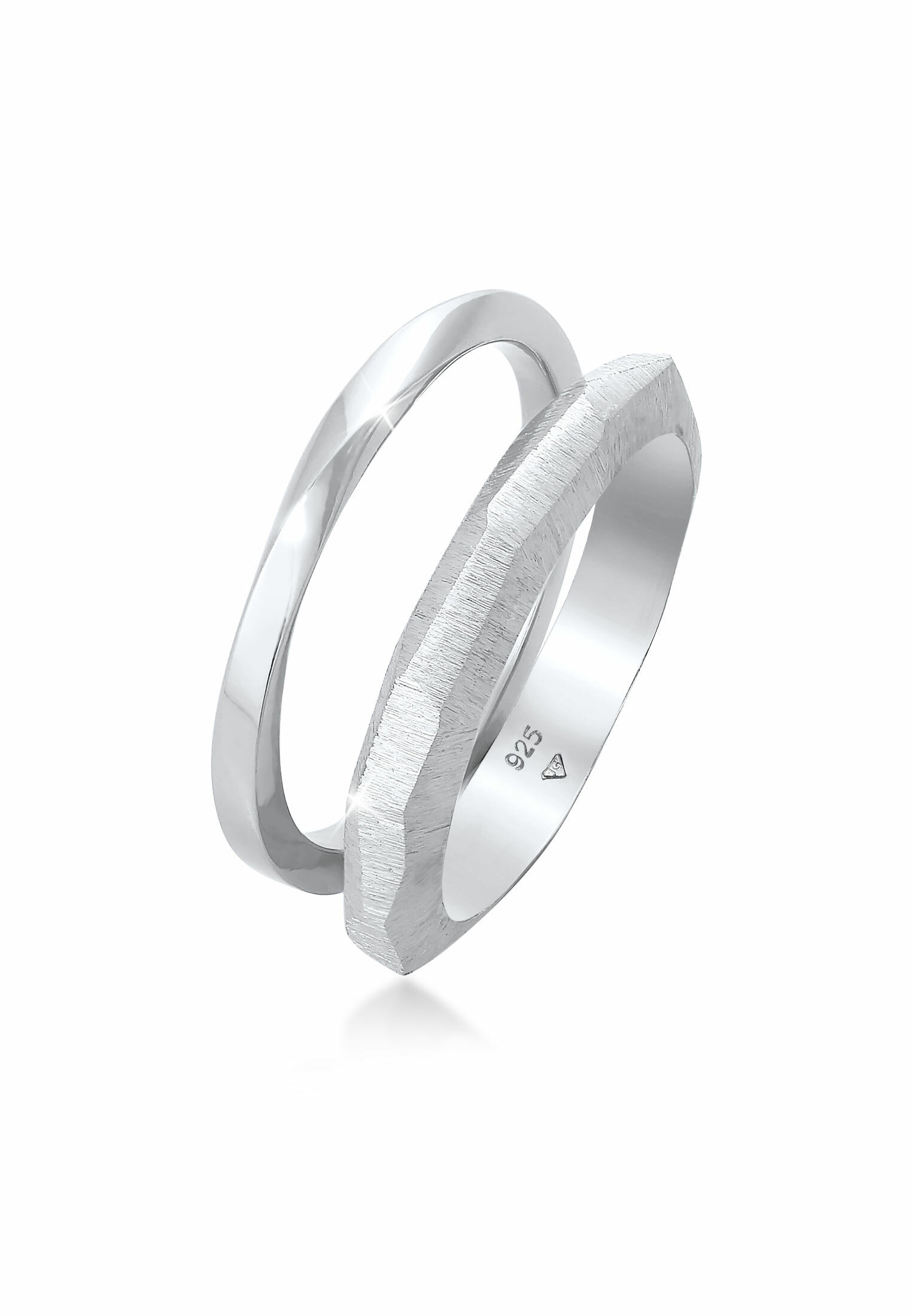 Elli Ring-Set »Bandring Basic Gedreht Struktur (2 tlg) 925 Silber«