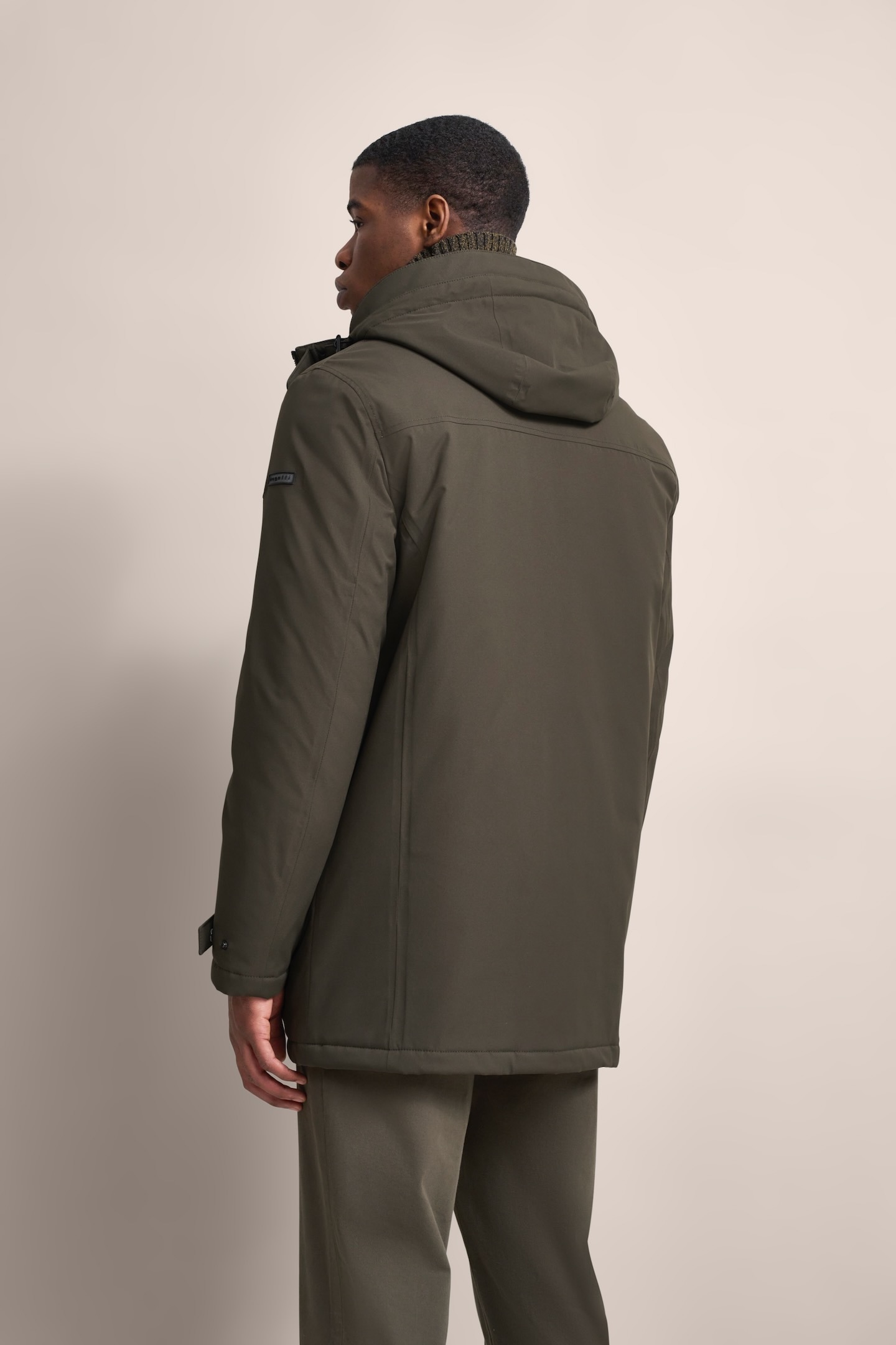 bugatti Langjacke, mit Kapuze, mit innenliegendem Strickkragen