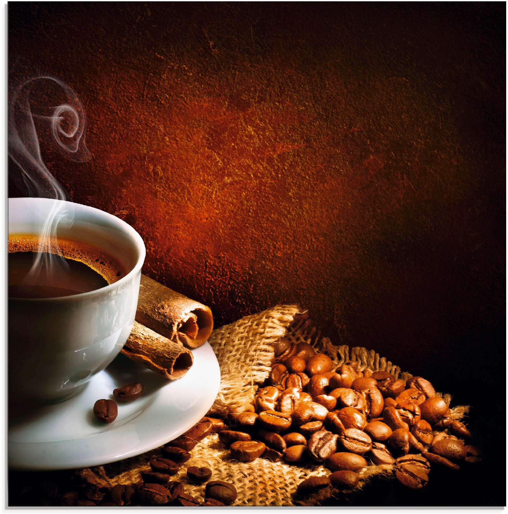 Artland Glasbild »Kaffeetasse mit Kaffebohnen«, Getränke, (1 St.)